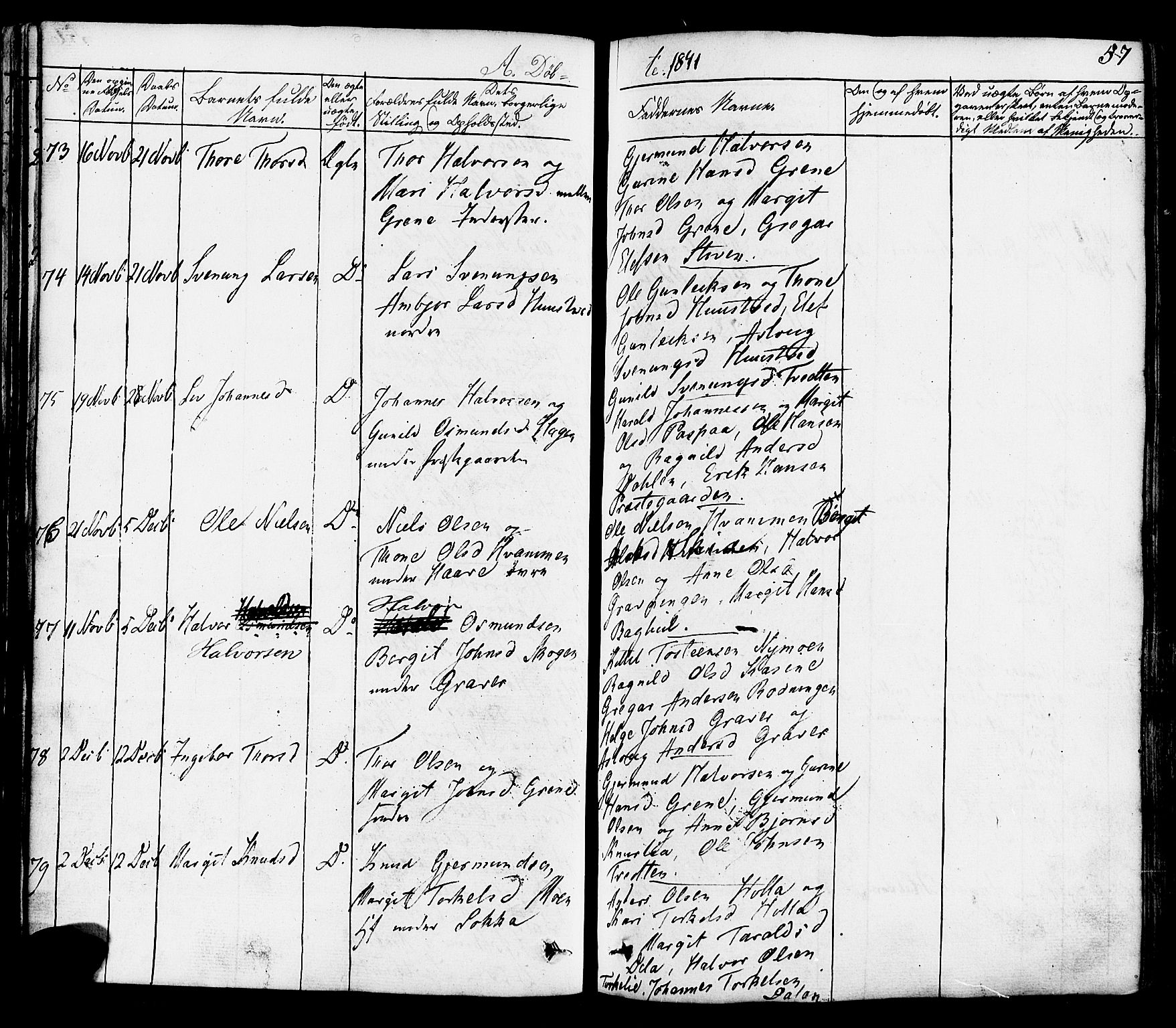 Heddal kirkebøker, AV/SAKO-A-268/F/Fa/L0006: Parish register (official) no. I 6, 1837-1854, p. 57