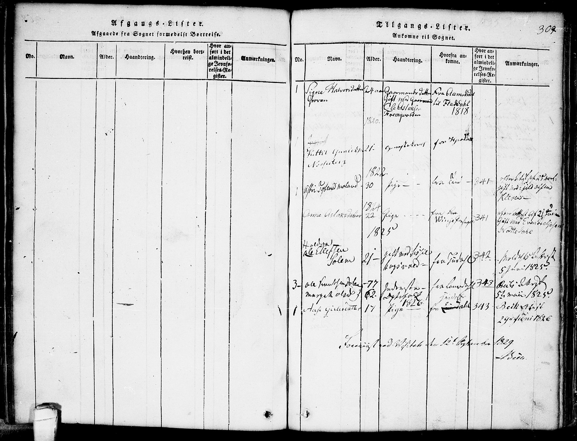 Seljord kirkebøker, SAKO/A-20/G/Gb/L0002: Parish register (copy) no. II 2, 1815-1854, p. 309