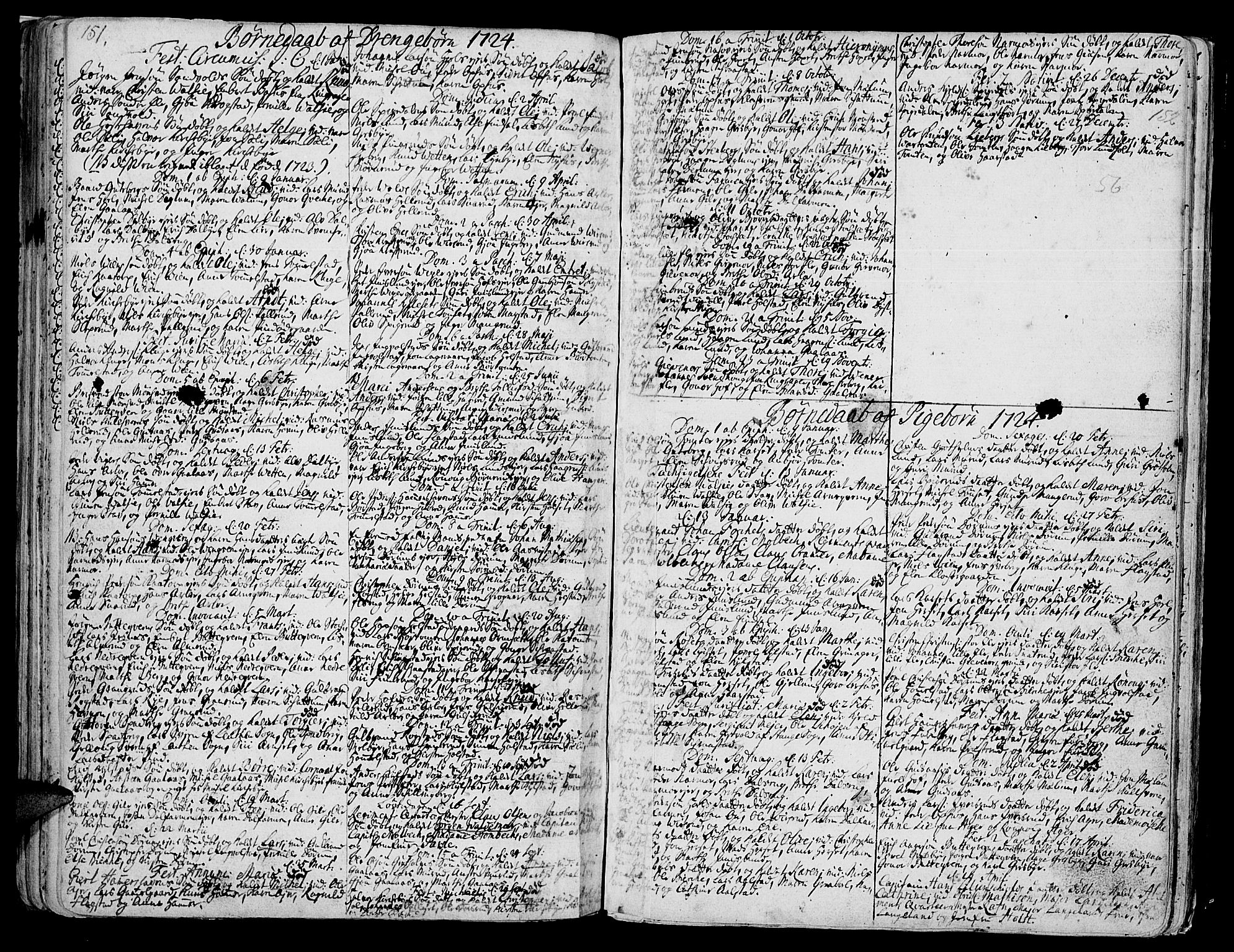 Vang prestekontor, Hedmark, AV/SAH-PREST-008/H/Ha/Haa/L0002A: Parish register (official) no. 2A, 1713-1733, p. 151-152