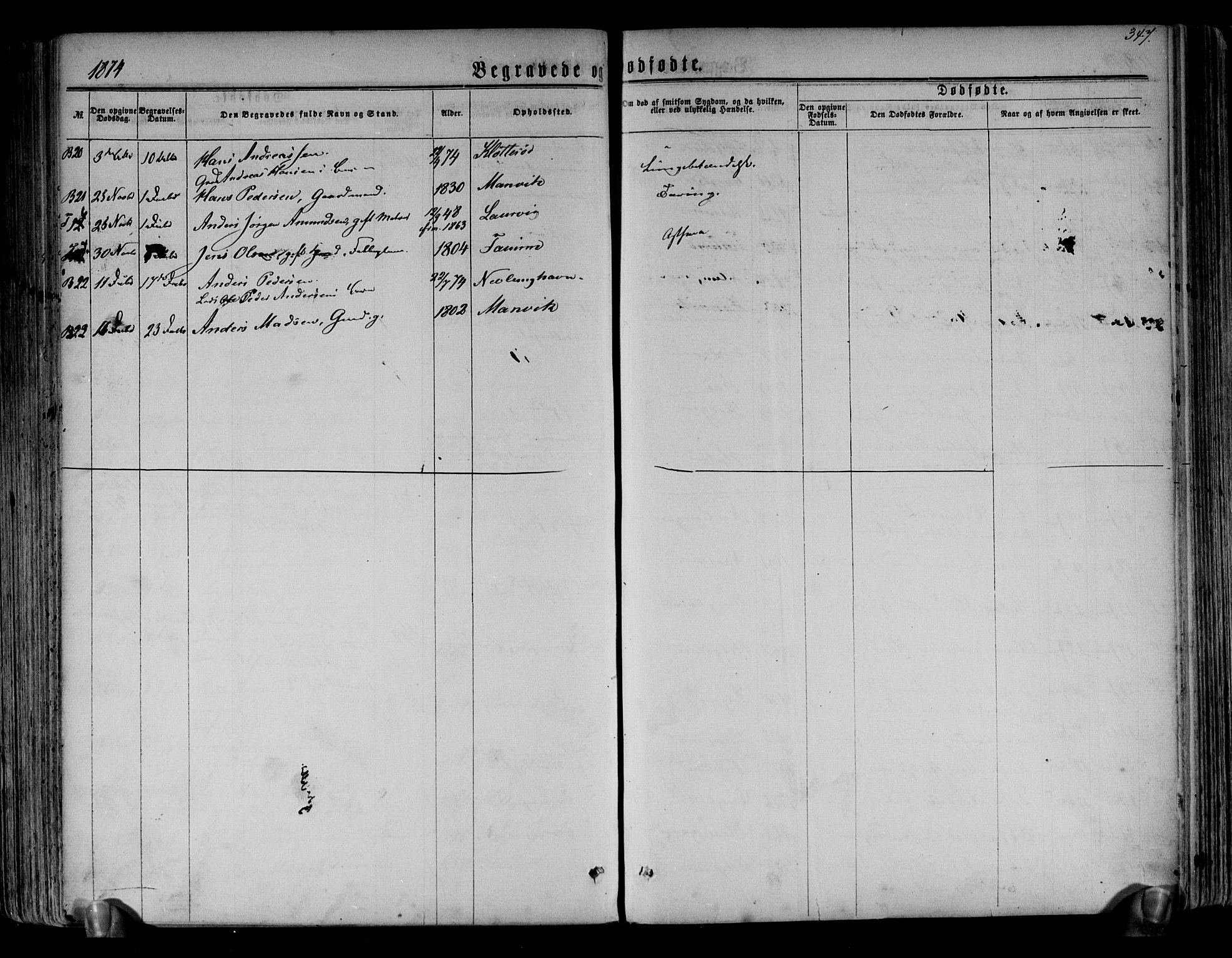 Brunlanes kirkebøker, AV/SAKO-A-342/F/Fa/L0005: Parish register (official) no. I 5, 1862-1877, p. 347