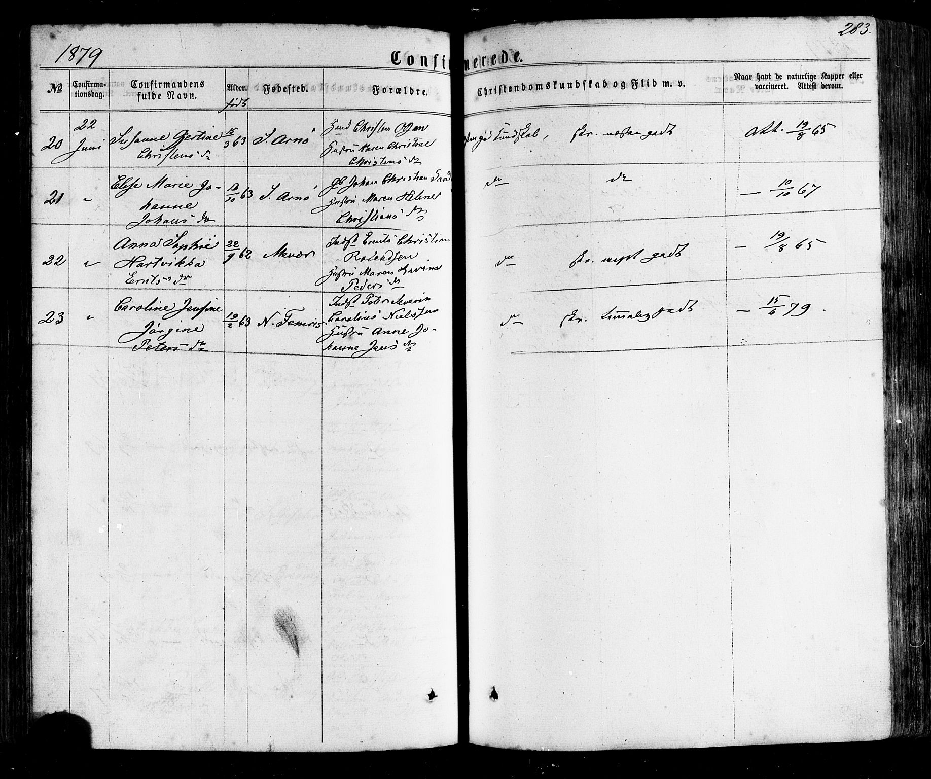 Ministerialprotokoller, klokkerbøker og fødselsregistre - Nordland, AV/SAT-A-1459/805/L0098: Parish register (official) no. 805A05, 1862-1879, p. 283