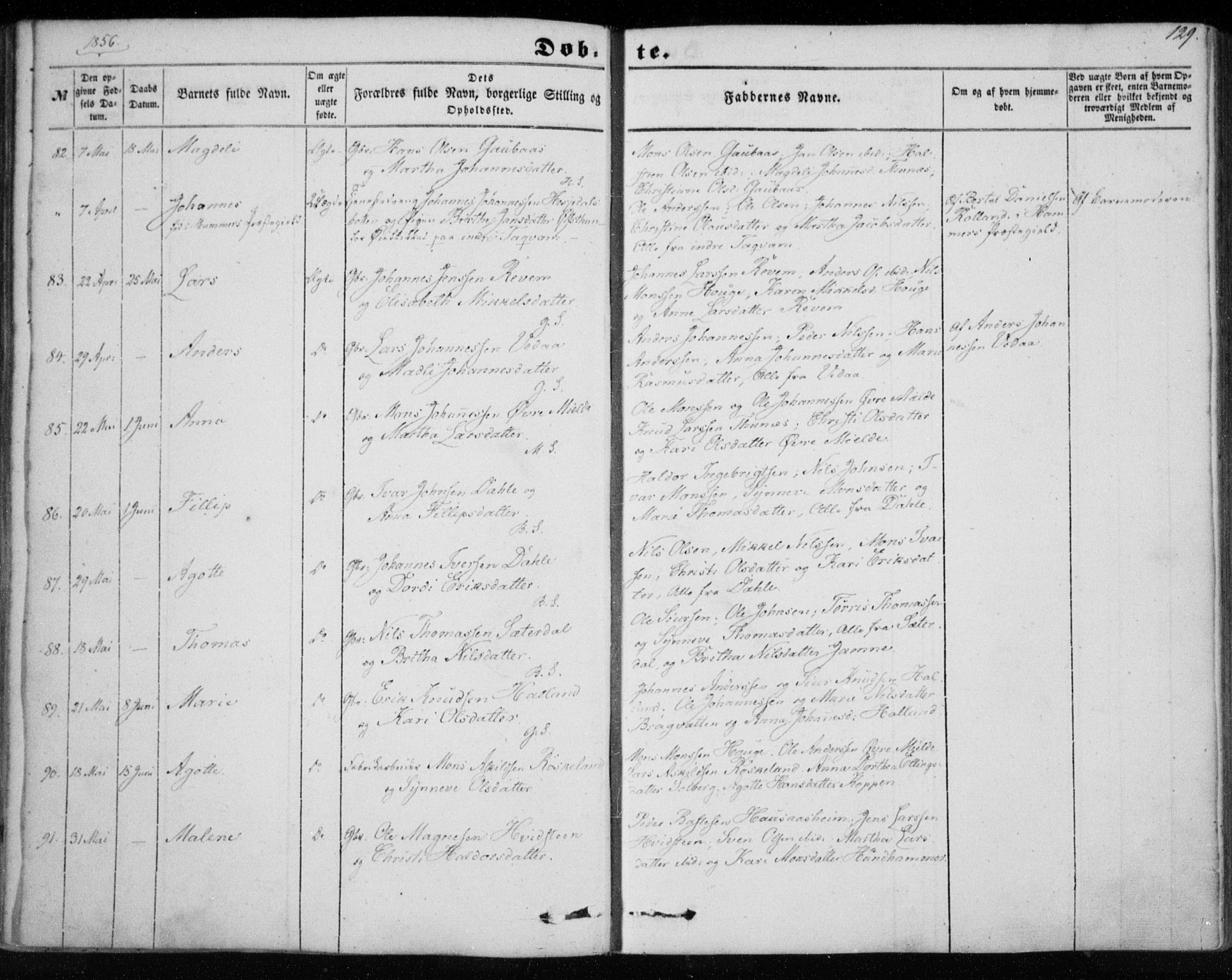 Haus sokneprestembete, SAB/A-75601/H/Haa: Parish register (official) no. A 16 I, 1848-1857, p. 129