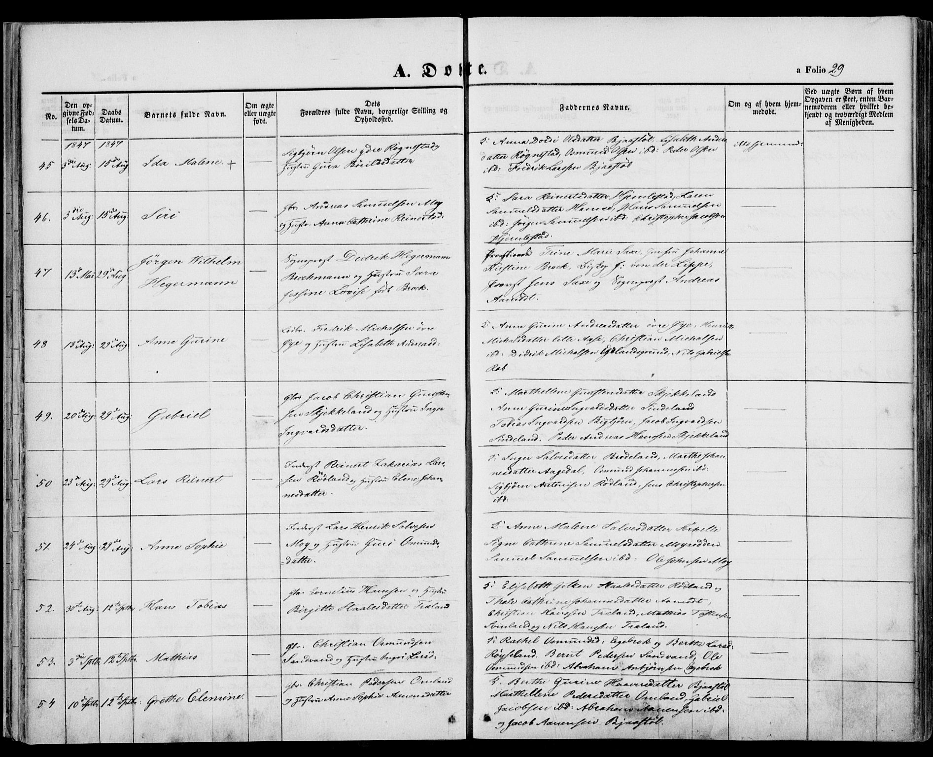 Kvinesdal sokneprestkontor, AV/SAK-1111-0026/F/Fa/Fab/L0005: Parish register (official) no. A 5, 1844-1857, p. 29