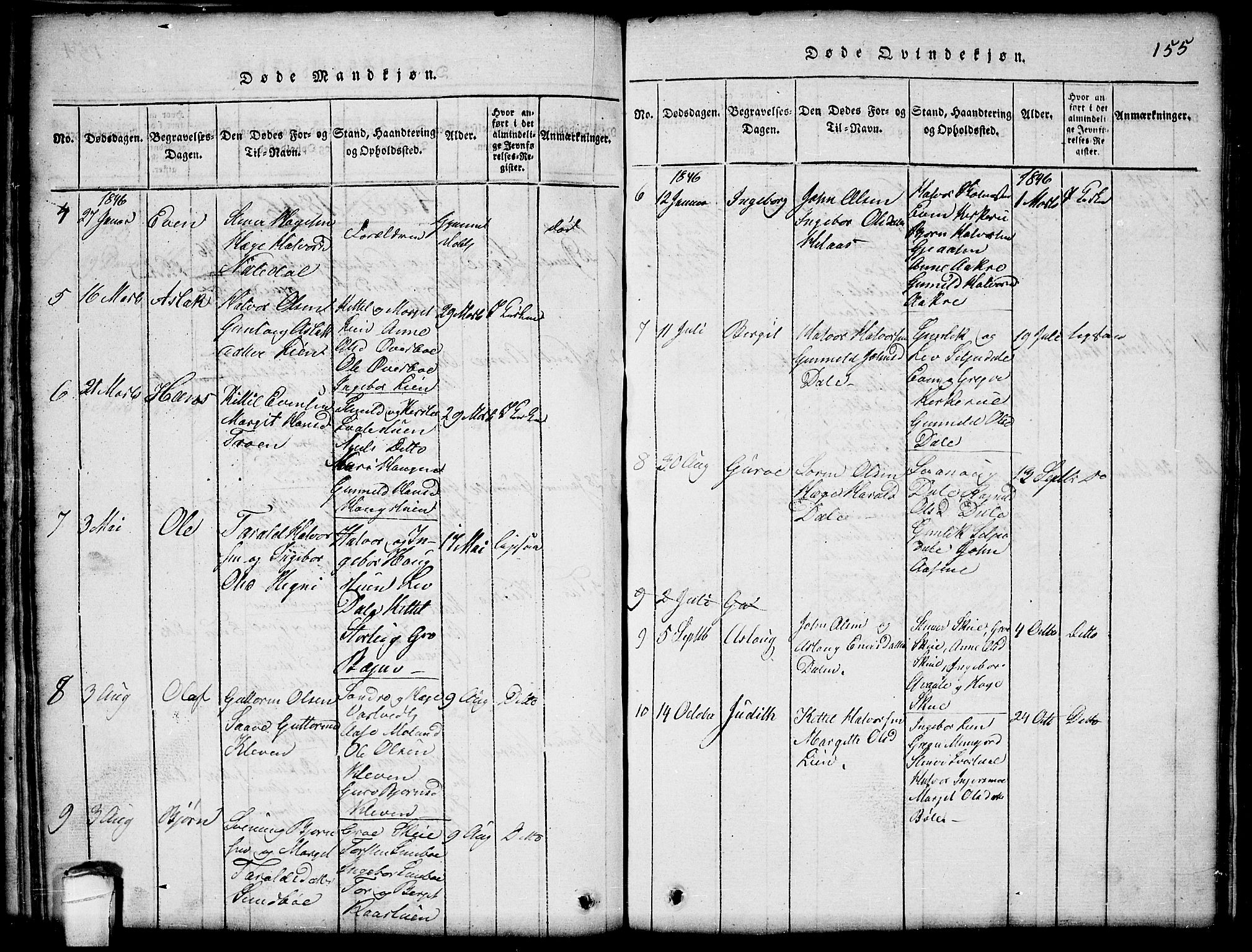 Seljord kirkebøker, SAKO/A-20/G/Gb/L0002: Parish register (copy) no. II 2, 1815-1854, p. 155