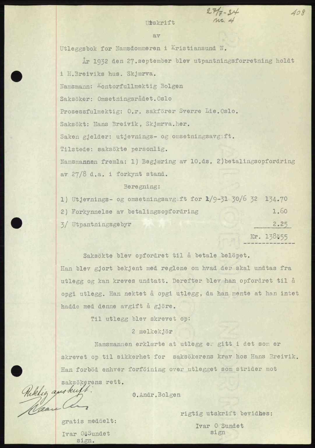 Kristiansund byfogd, AV/SAT-A-4587/A/27: Mortgage book no. 27, 1933-1934, Deed date: 27.07.1934