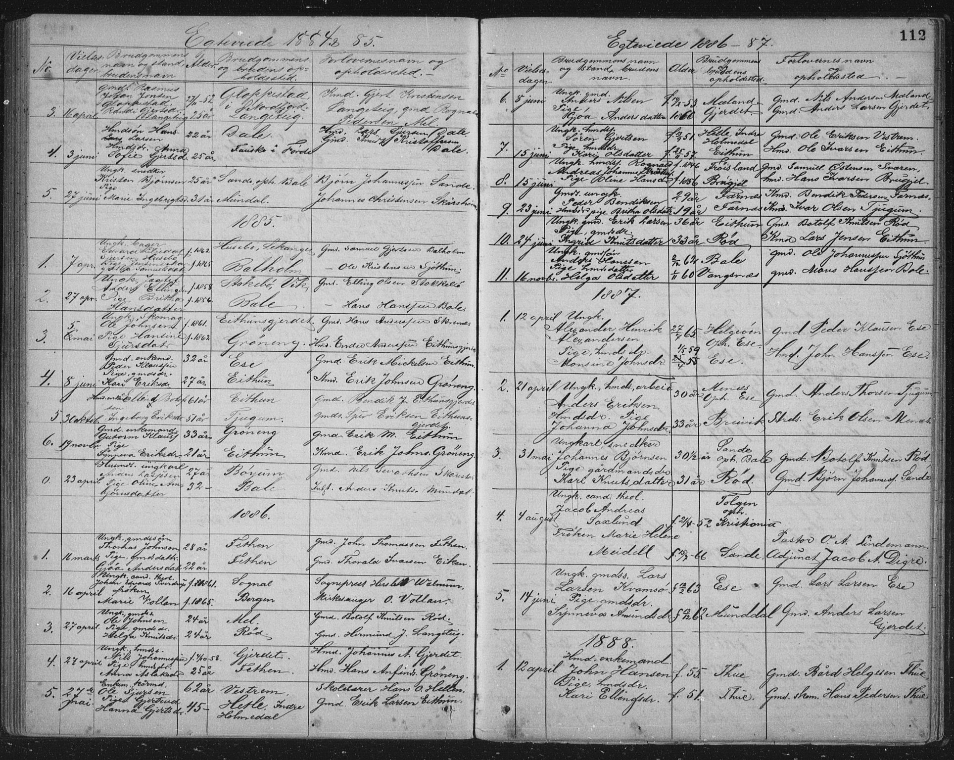 Balestrand sokneprestembete, AV/SAB-A-79601/H/Hab/Haba/L0002: Parish register (copy) no. A 2, 1880-1919, p. 112