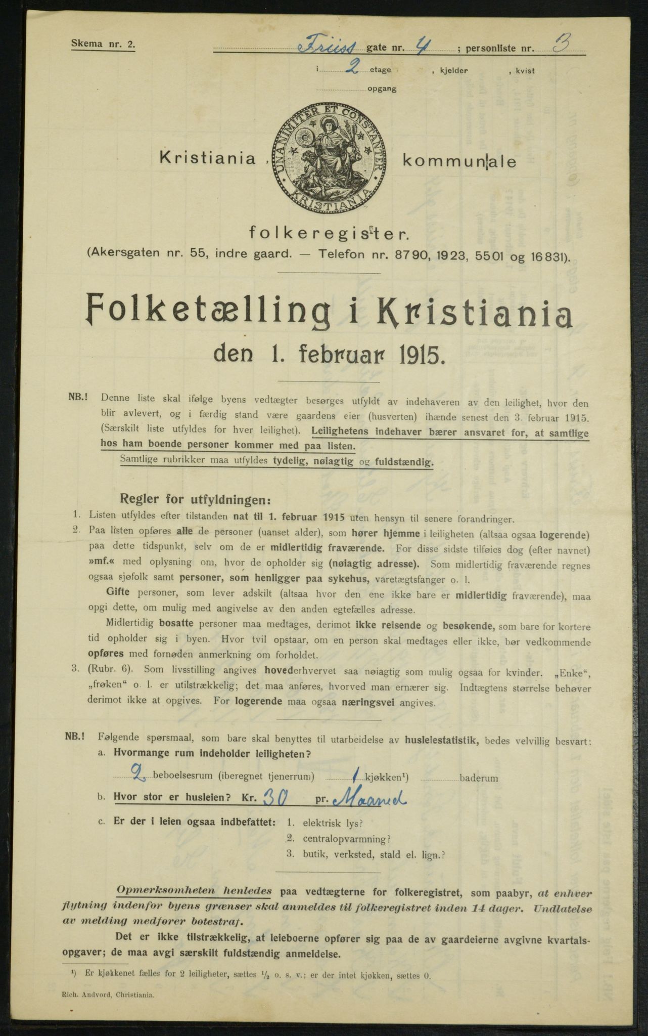 OBA, Municipal Census 1915 for Kristiania, 1915, p. 26518