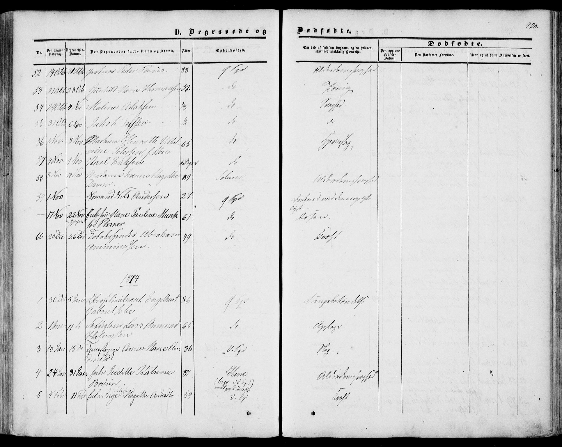 Porsgrunn kirkebøker , SAKO/A-104/F/Fa/L0007: Parish register (official) no. 7, 1858-1877, p. 420