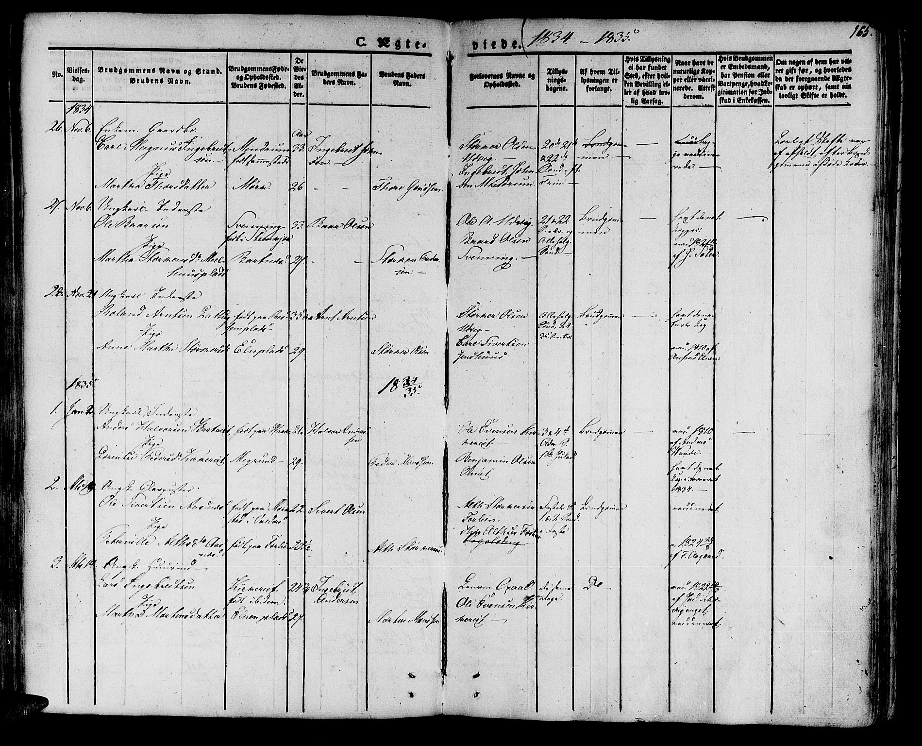 Ministerialprotokoller, klokkerbøker og fødselsregistre - Nord-Trøndelag, AV/SAT-A-1458/741/L0390: Parish register (official) no. 741A04, 1822-1836, p. 165