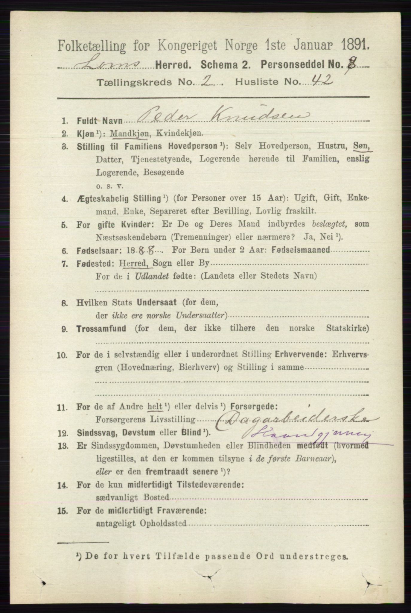 RA, 1891 census for 0514 Lom, 1891, p. 1077