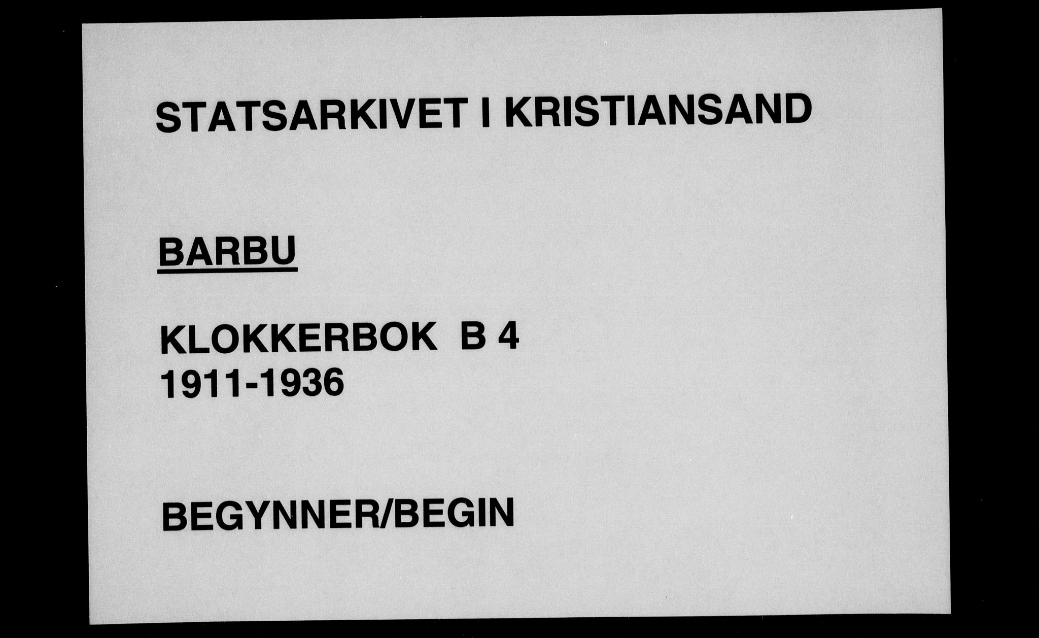 Barbu sokneprestkontor, AV/SAK-1111-0003/F/Fb/L0004: Parish register (copy) no. B 4, 1911-1936