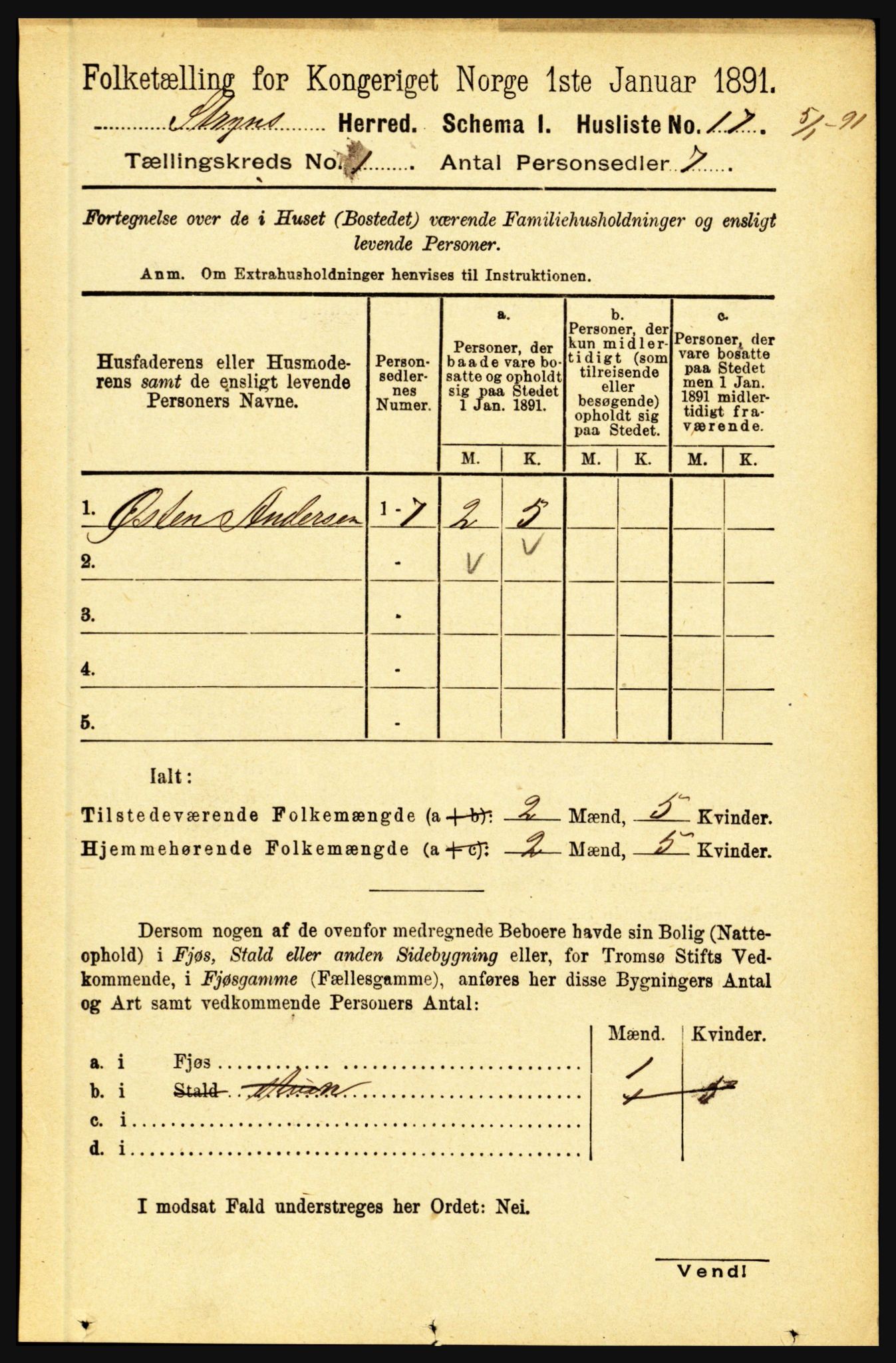 RA, 1891 census for 1448 Stryn, 1891, p. 45