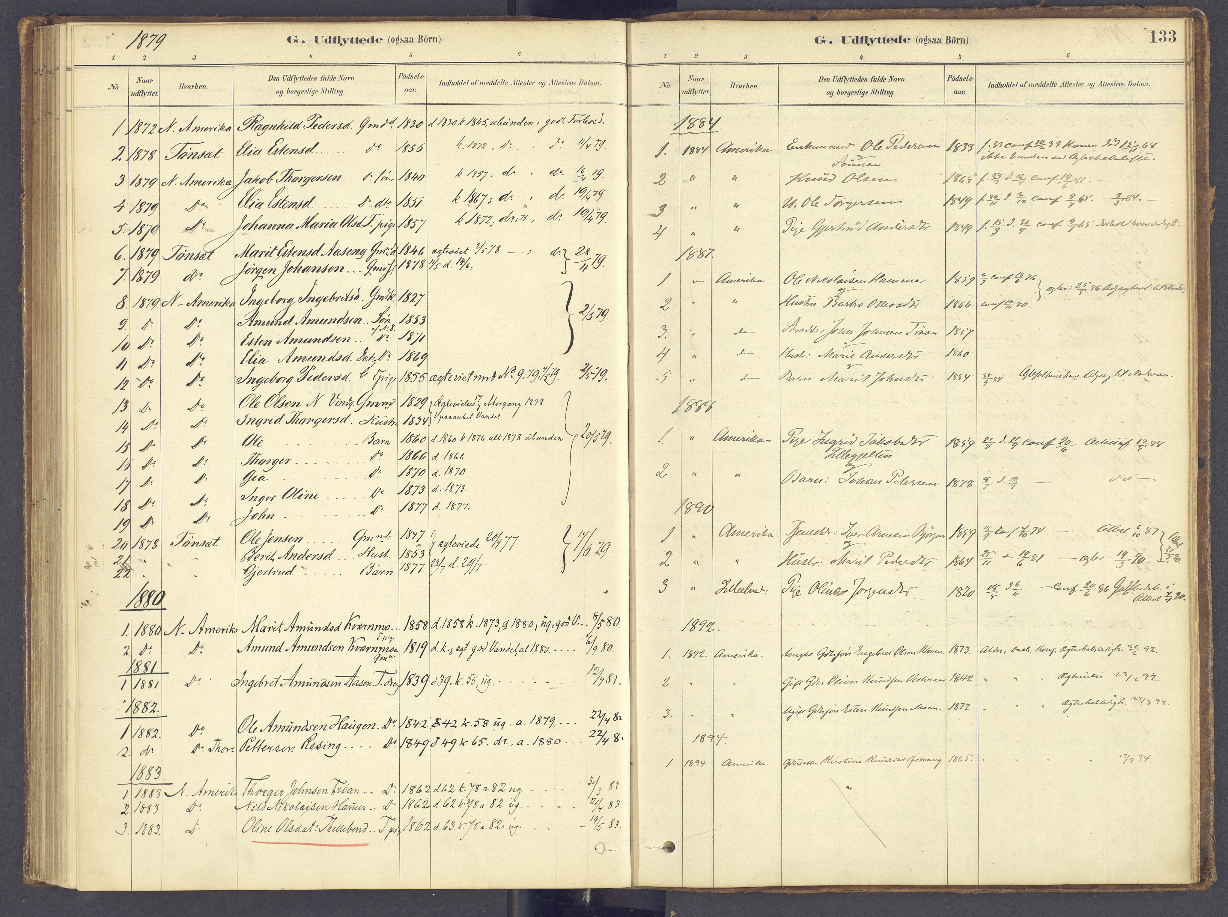 Tolga prestekontor, SAH/PREST-062/K/L0012: Parish register (official) no. 12, 1877-1925, p. 133