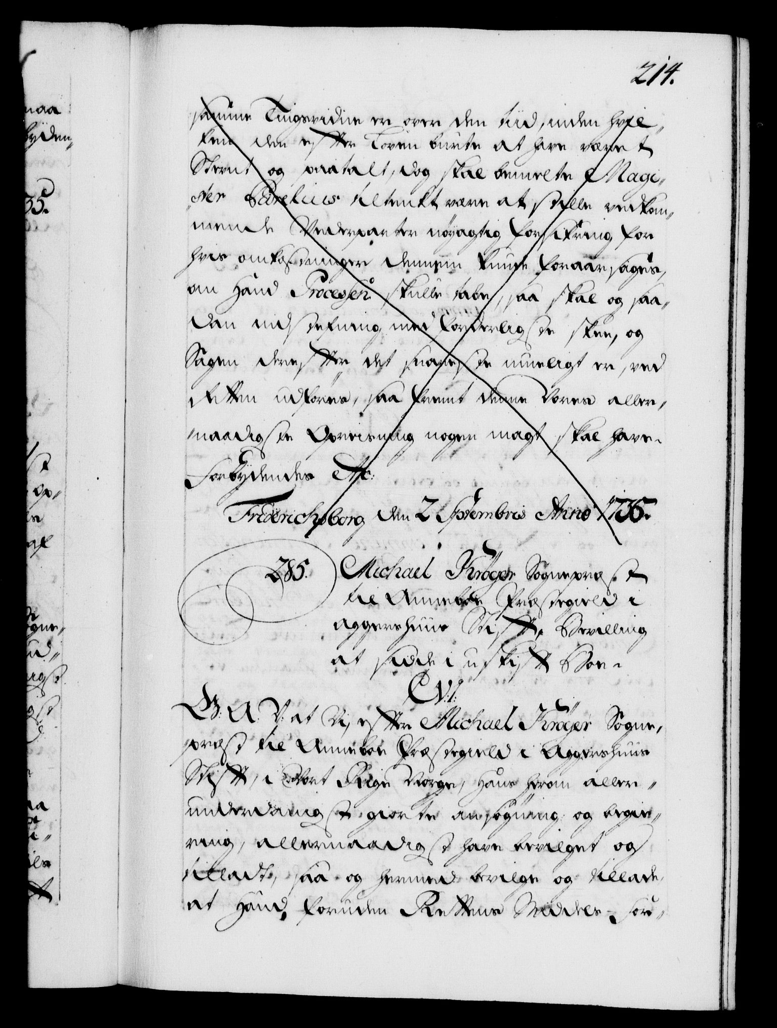 Danske Kanselli 1572-1799, RA/EA-3023/F/Fc/Fca/Fcaa/L0029: Norske registre, 1735-1736, p. 214a