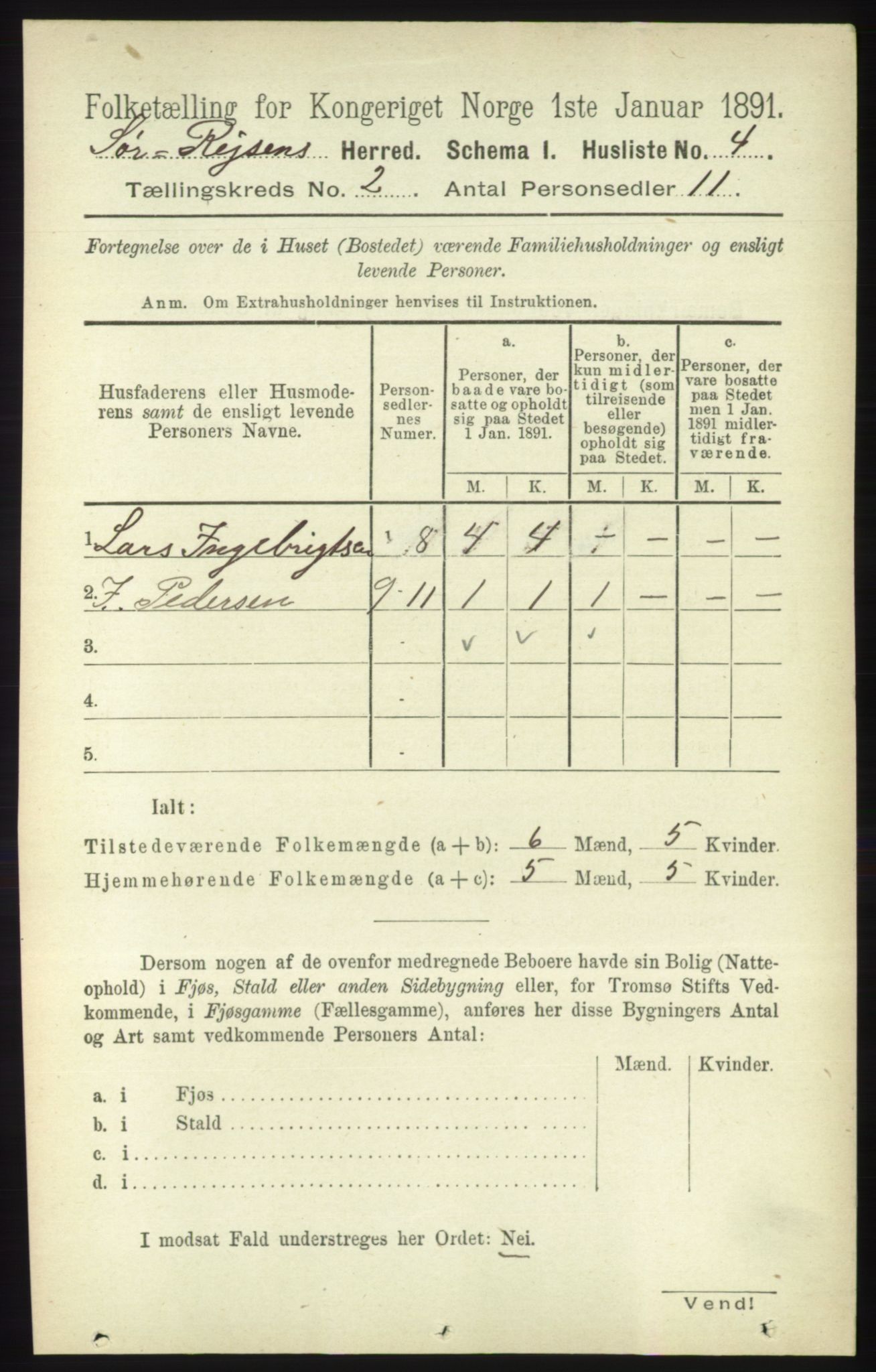 RA, 1891 census for 1925 Sørreisa, 1891, p. 342