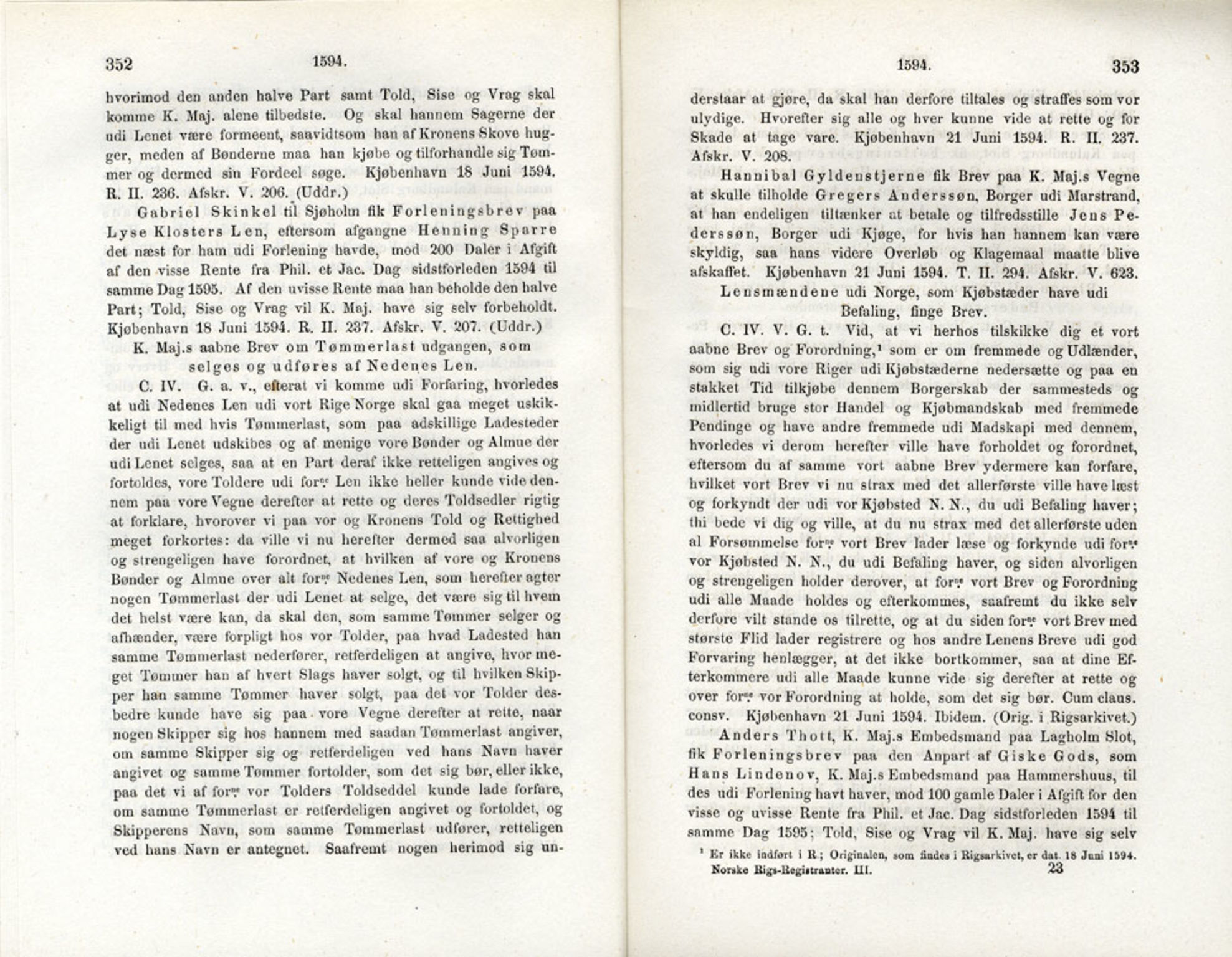 Publikasjoner utgitt av Det Norske Historiske Kildeskriftfond, PUBL/-/-/-: Norske Rigs-Registranter, bind 3, 1588-1602, p. 352-353