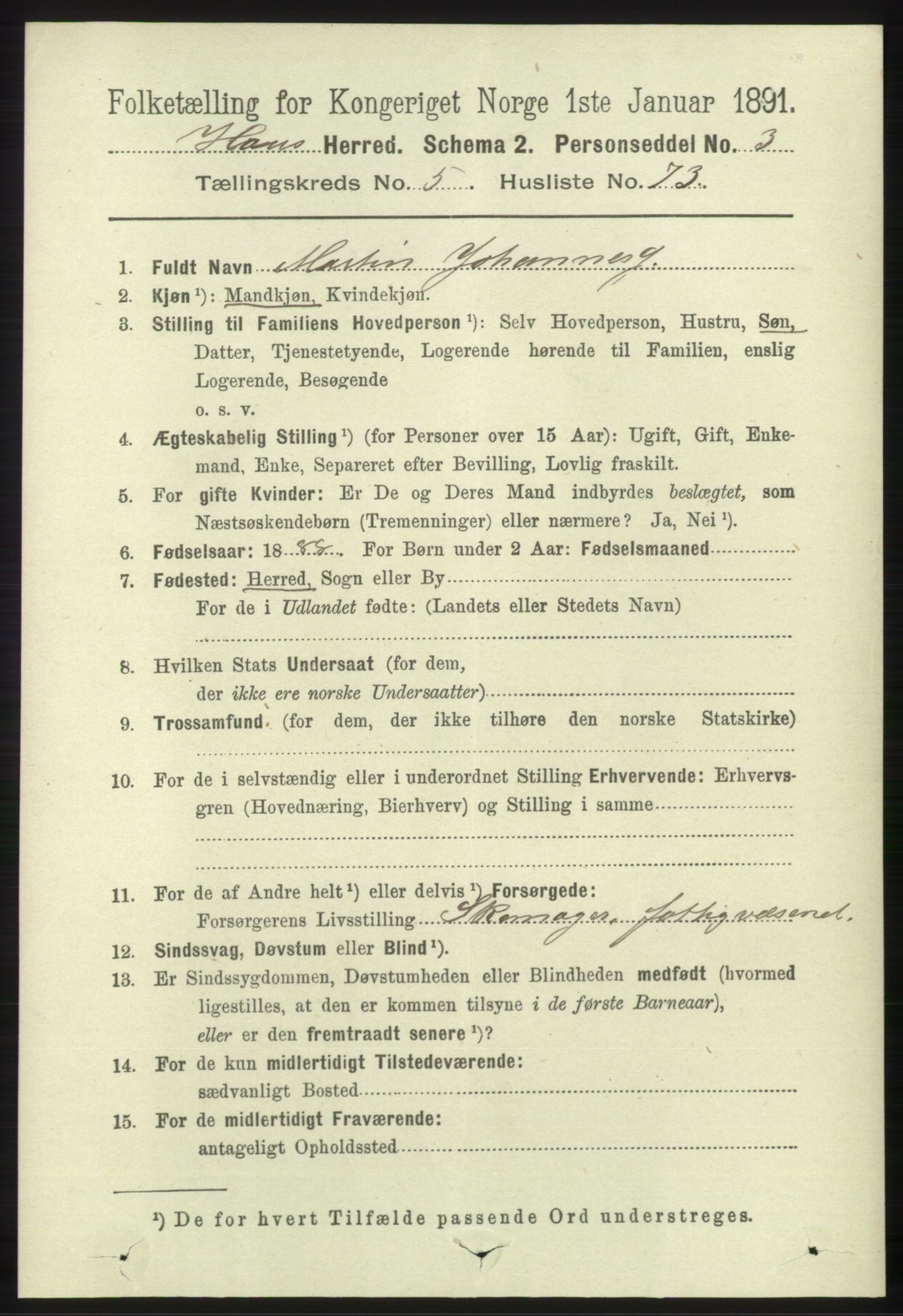 RA, 1891 census for 1250 Haus, 1891, p. 2262