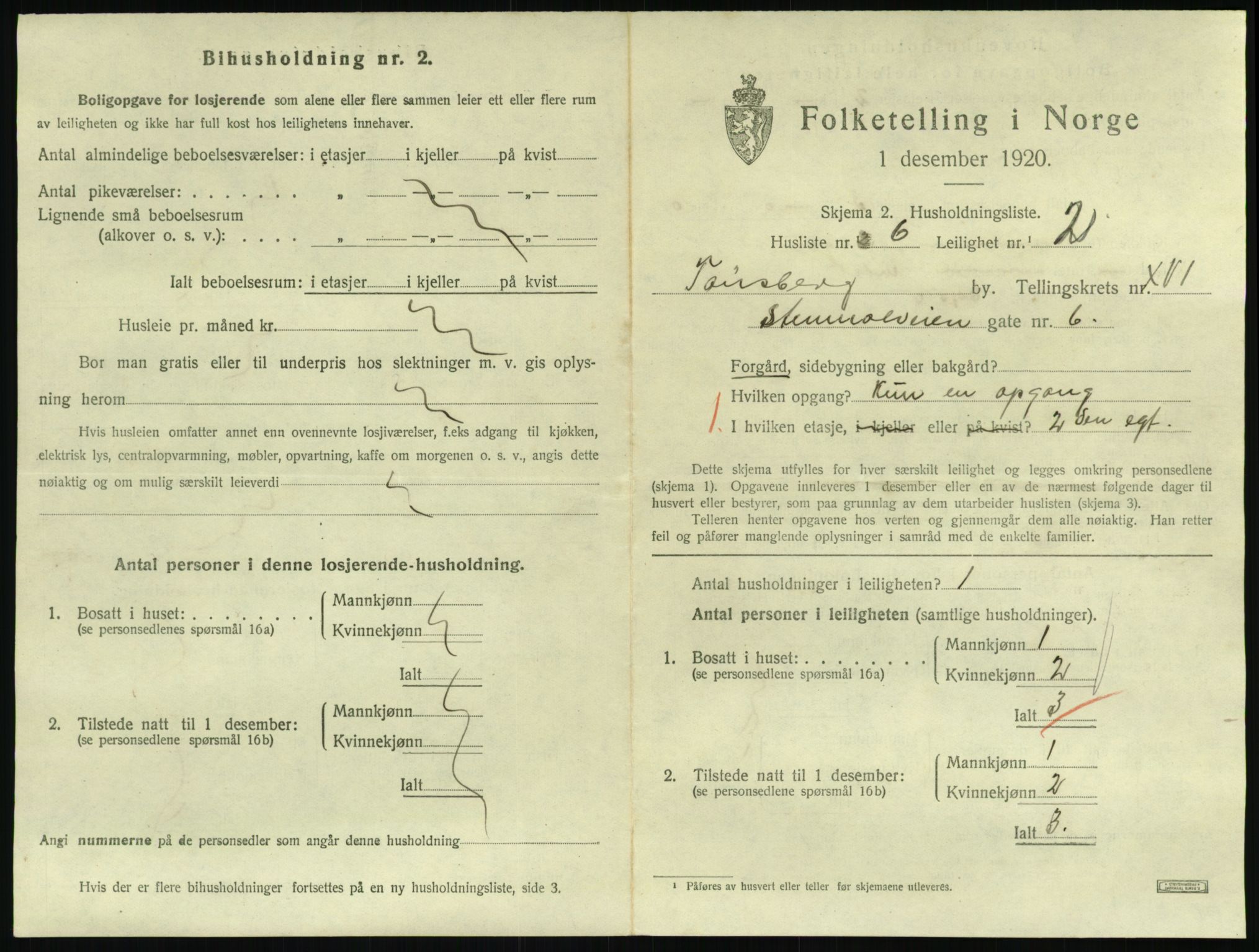 SAKO, 1920 census for Tønsberg, 1920, p. 6321