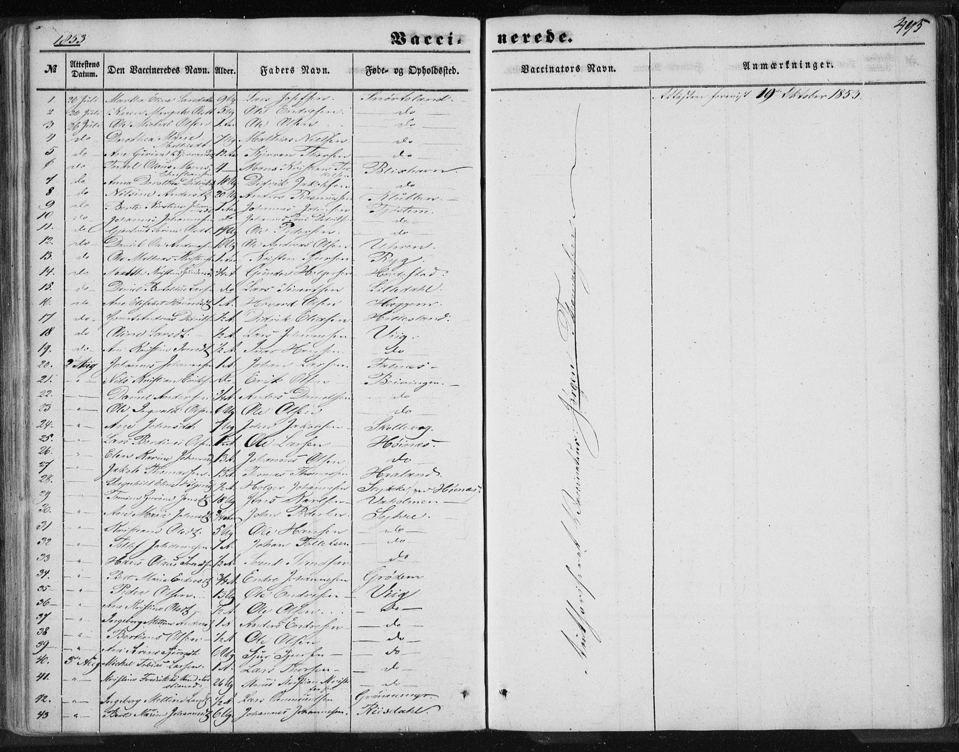 Skudenes sokneprestkontor, AV/SAST-A -101849/H/Ha/Haa/L0005: Parish register (official) no. A 3.2, 1847-1863, p. 495