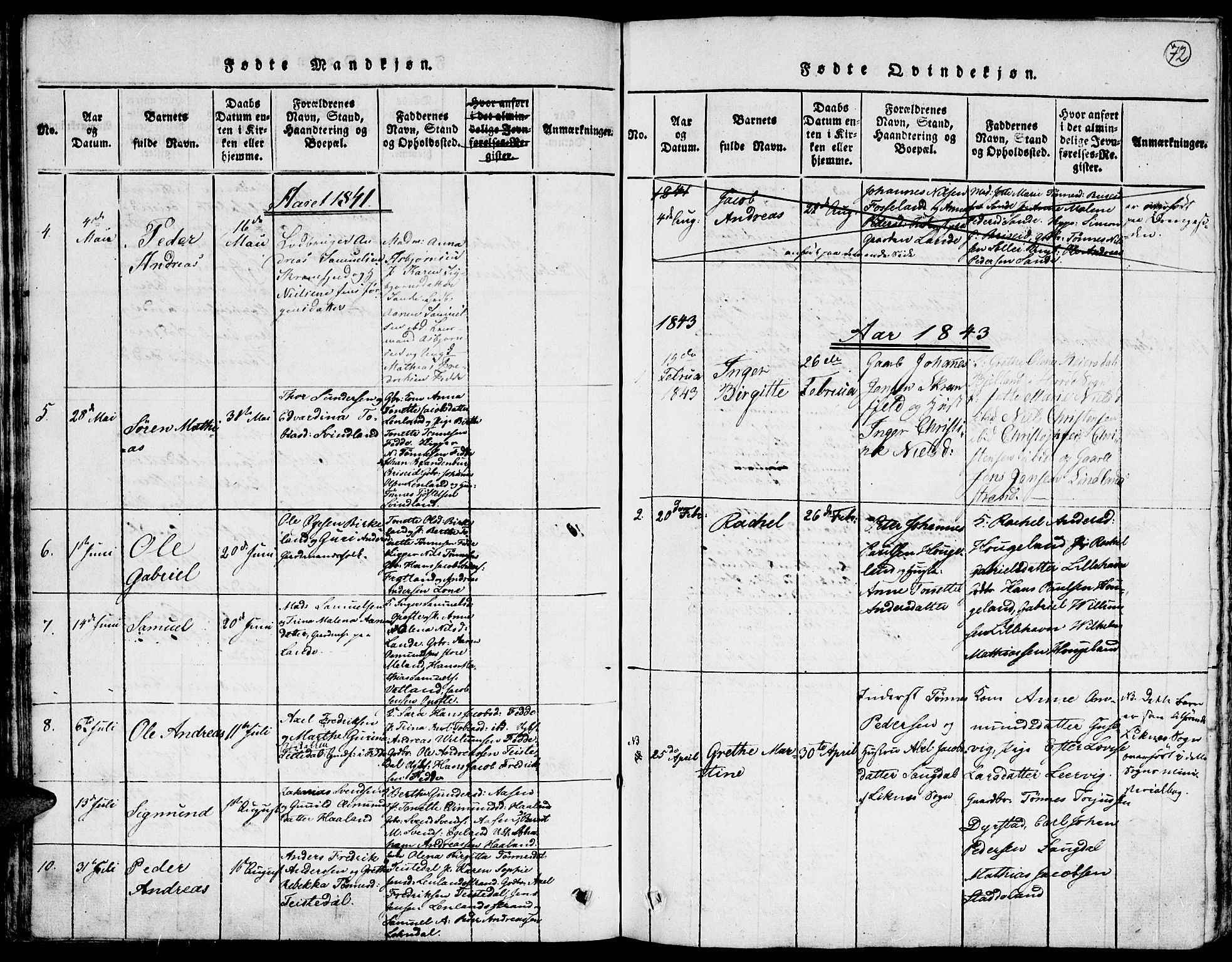 Kvinesdal sokneprestkontor, AV/SAK-1111-0026/F/Fa/Faa/L0001: Parish register (official) no. A 1, 1815-1849, p. 72