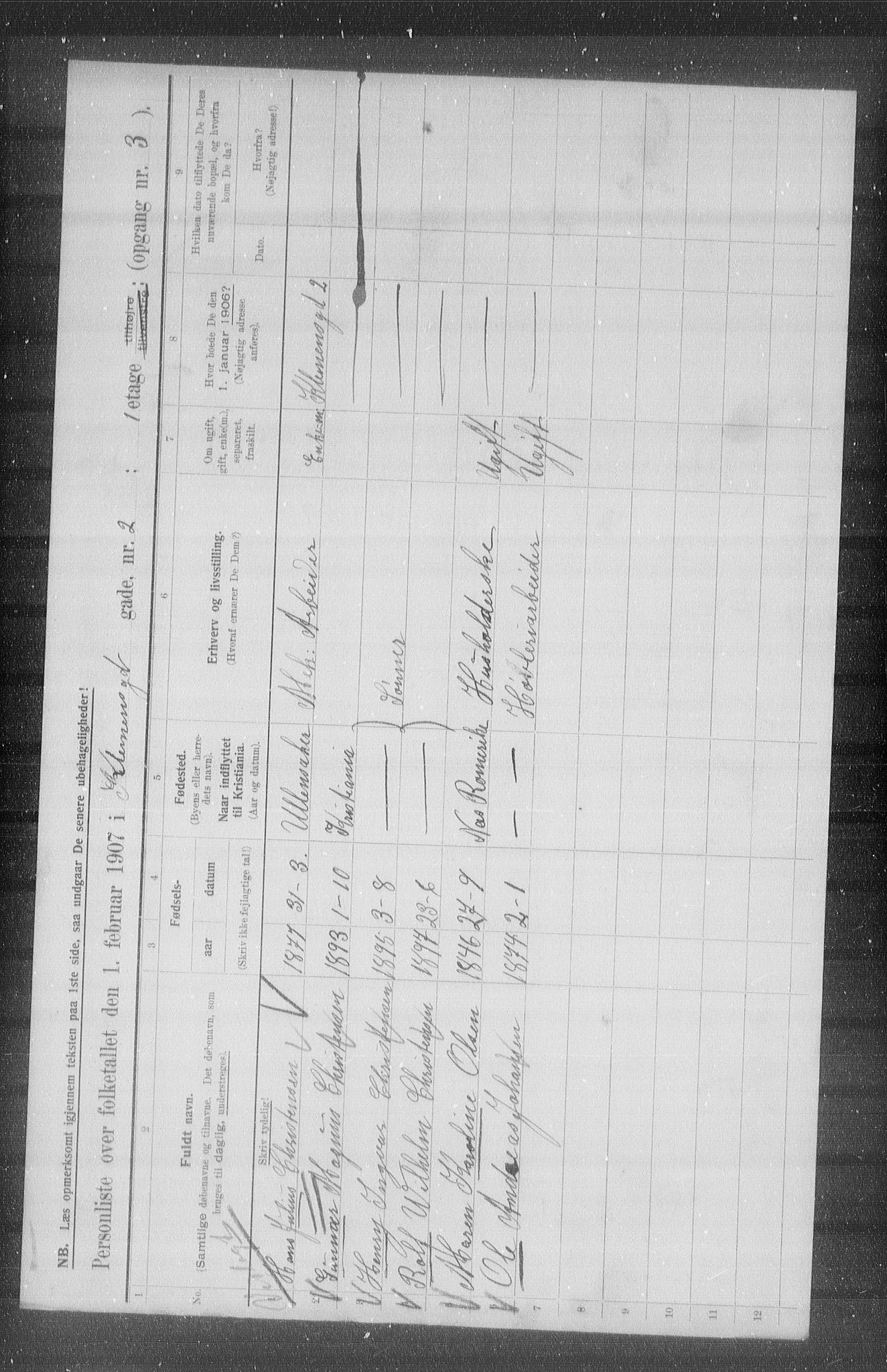 OBA, Municipal Census 1907 for Kristiania, 1907, p. 26346