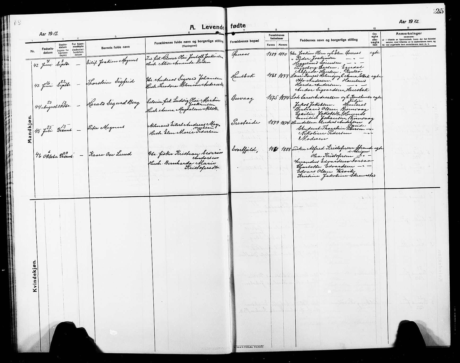 Ministerialprotokoller, klokkerbøker og fødselsregistre - Nordland, AV/SAT-A-1459/859/L0861: Parish register (copy) no. 859C07, 1910-1925, p. 25