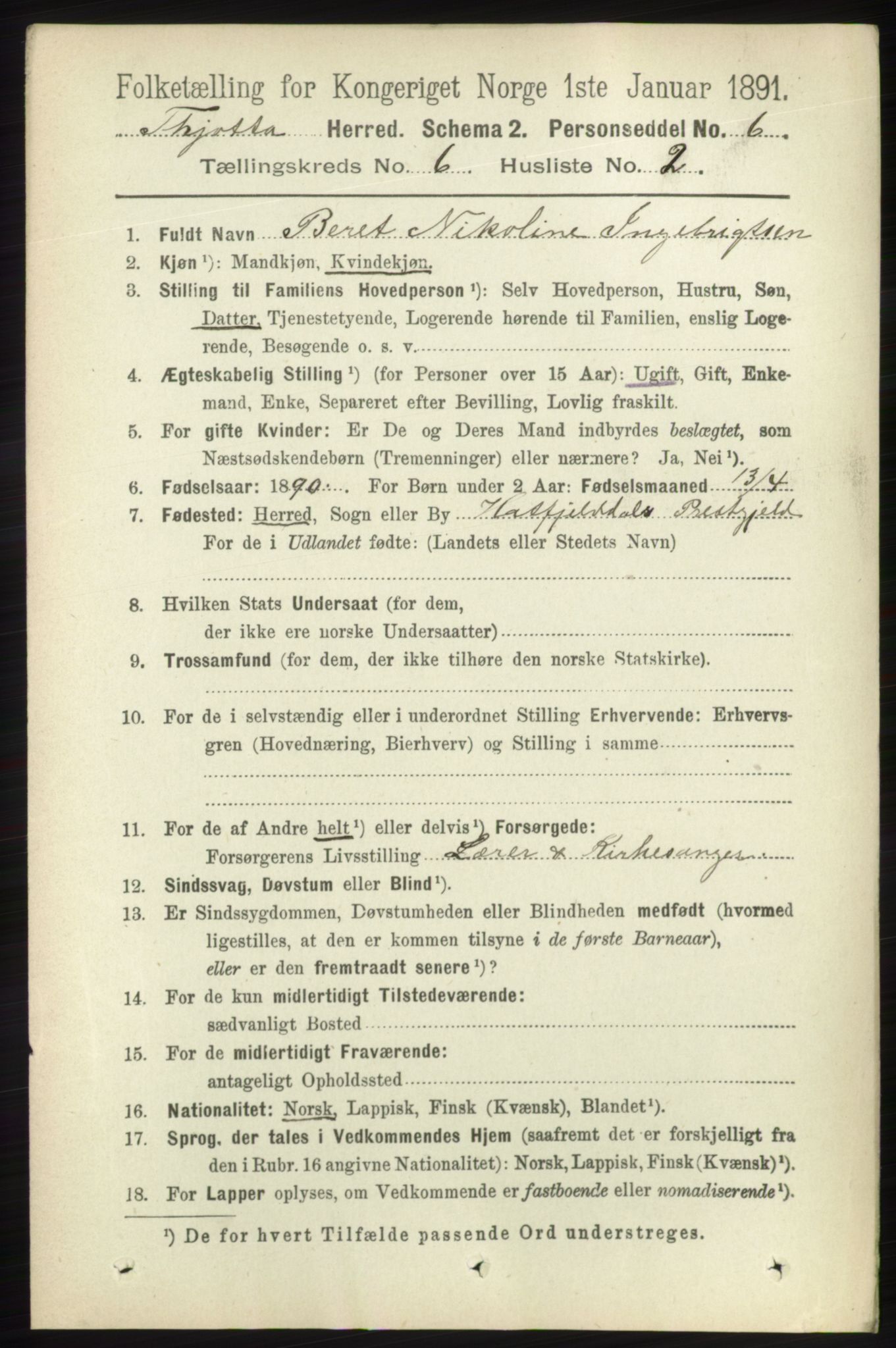 RA, 1891 census for 1817 Tjøtta, 1891, p. 2882