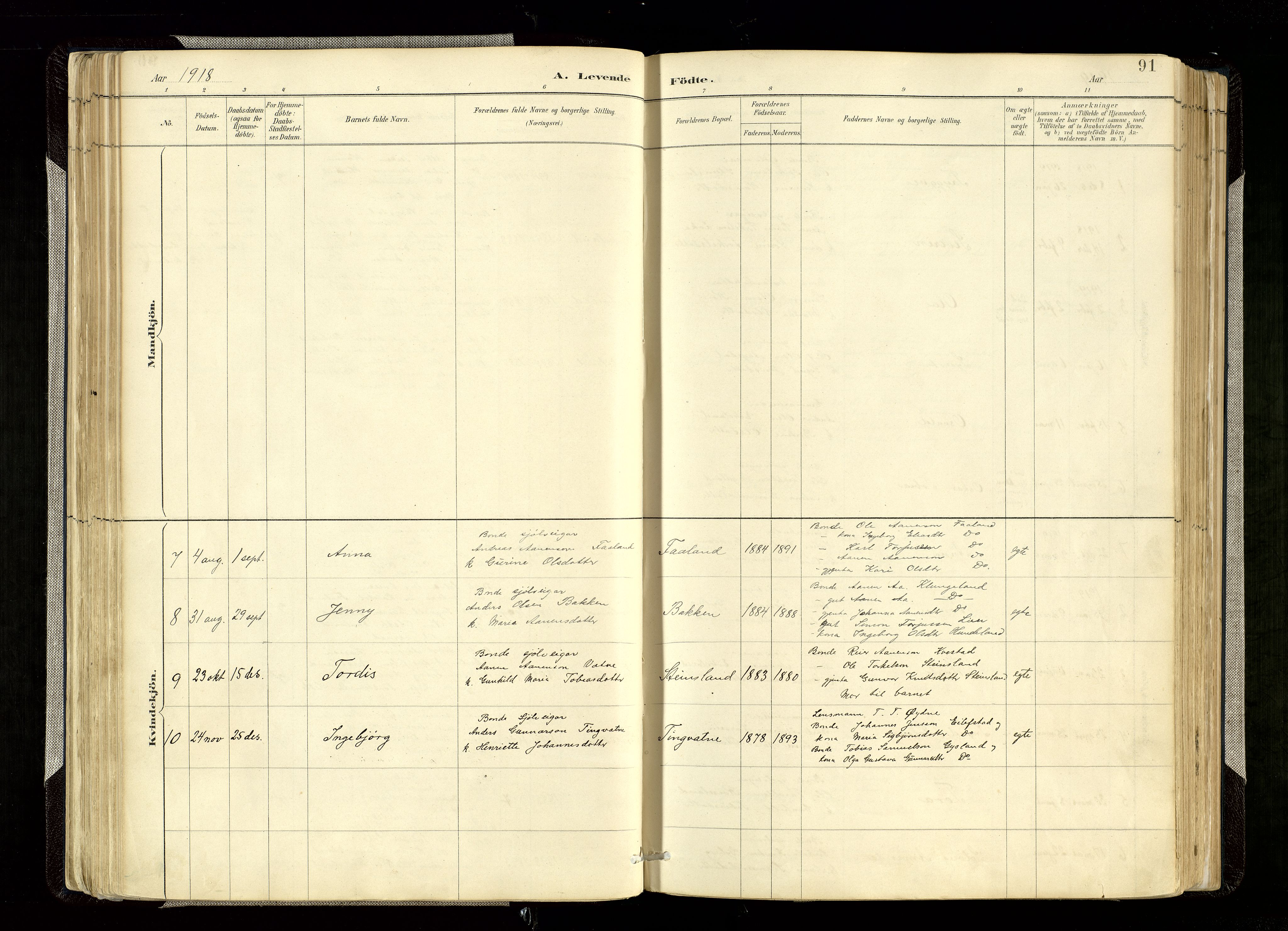 Hægebostad sokneprestkontor, SAK/1111-0024/F/Fa/Faa/L0006: Parish register (official) no. A 6, 1887-1929, p. 91