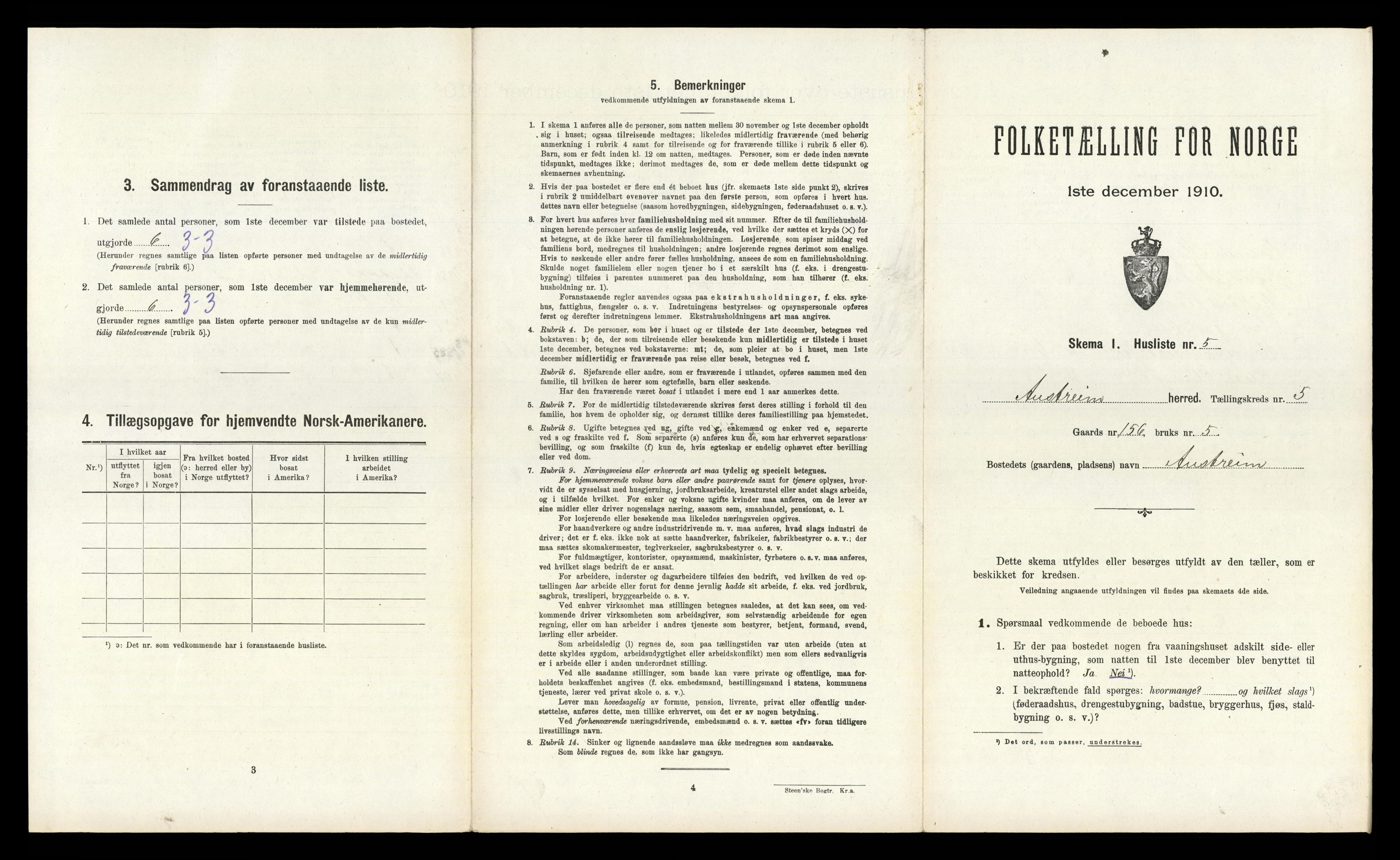 RA, 1910 census for Austrheim, 1910, p. 284