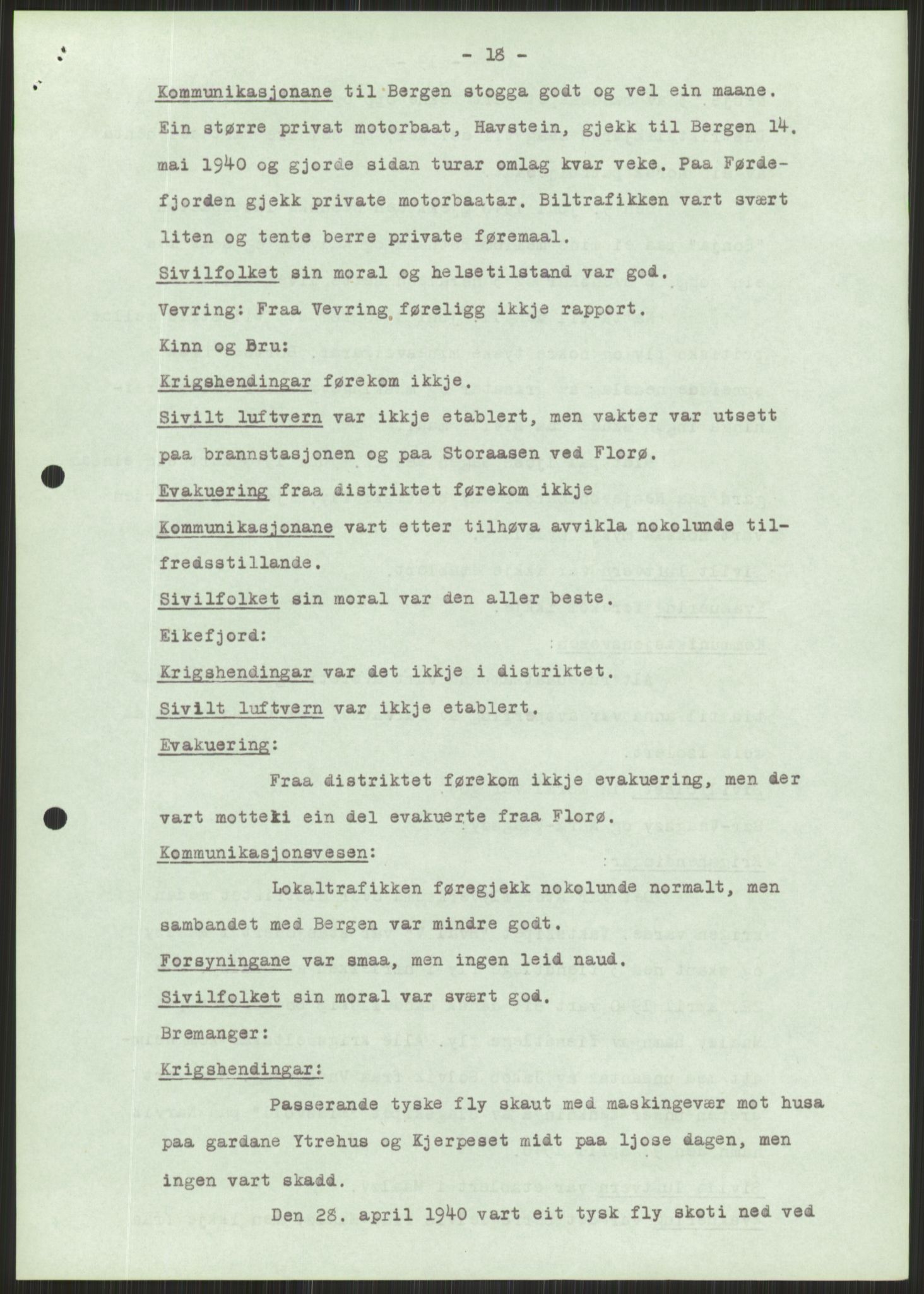 Forsvaret, Forsvarets krigshistoriske avdeling, AV/RA-RAFA-2017/Y/Ya/L0015: II-C-11-31 - Fylkesmenn.  Rapporter om krigsbegivenhetene 1940., 1940, p. 494