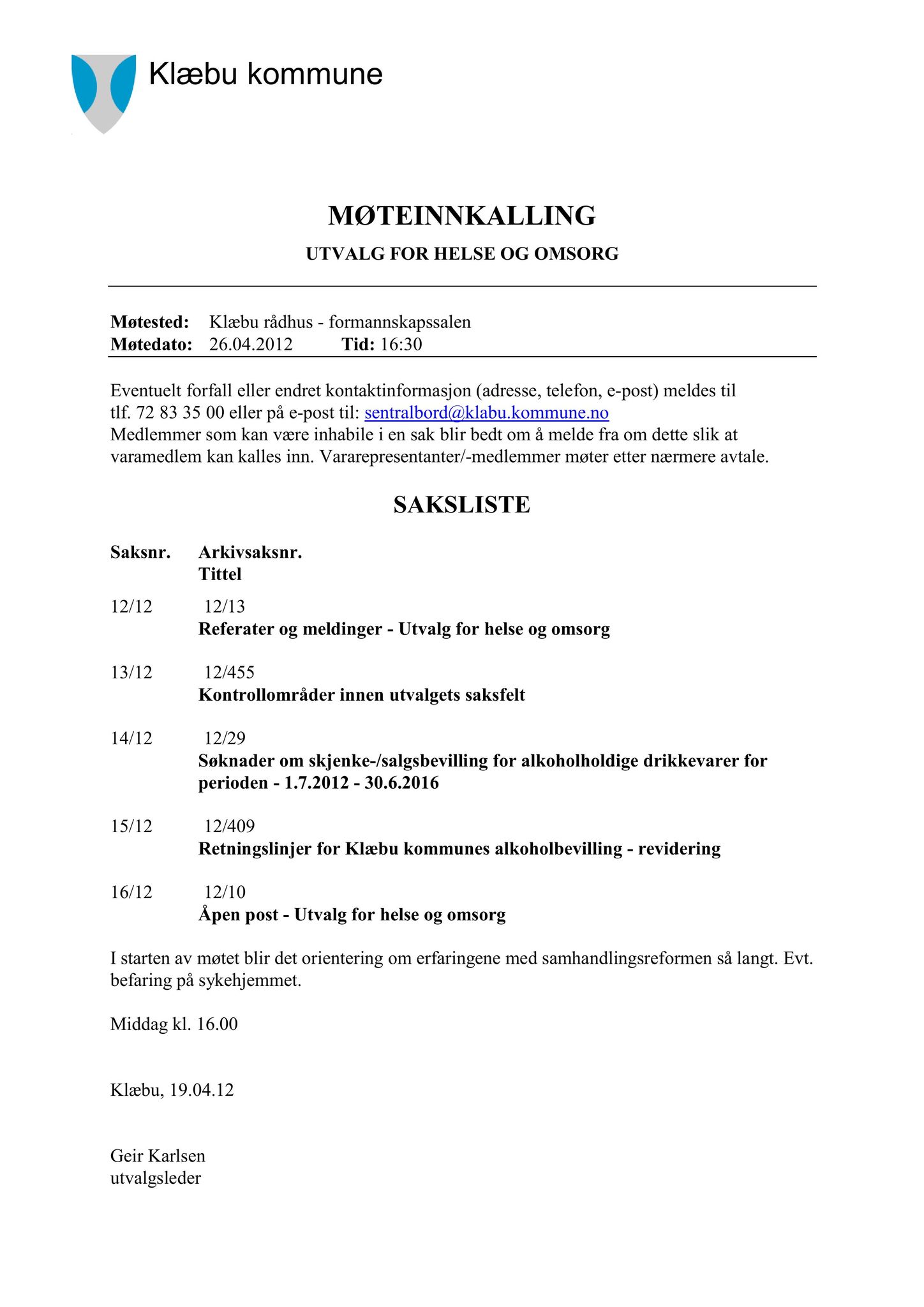 Klæbu Kommune, TRKO/KK/05-UOm/L003: Utvalg for omsorg - Møtedokumenter, 2012, p. 124