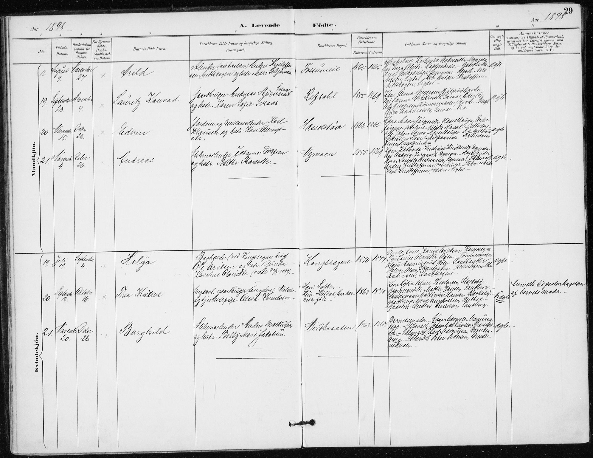 Modum kirkebøker, AV/SAKO-A-234/F/Fa/L0016: Parish register (official) no. 16, 1890-1899, p. 29