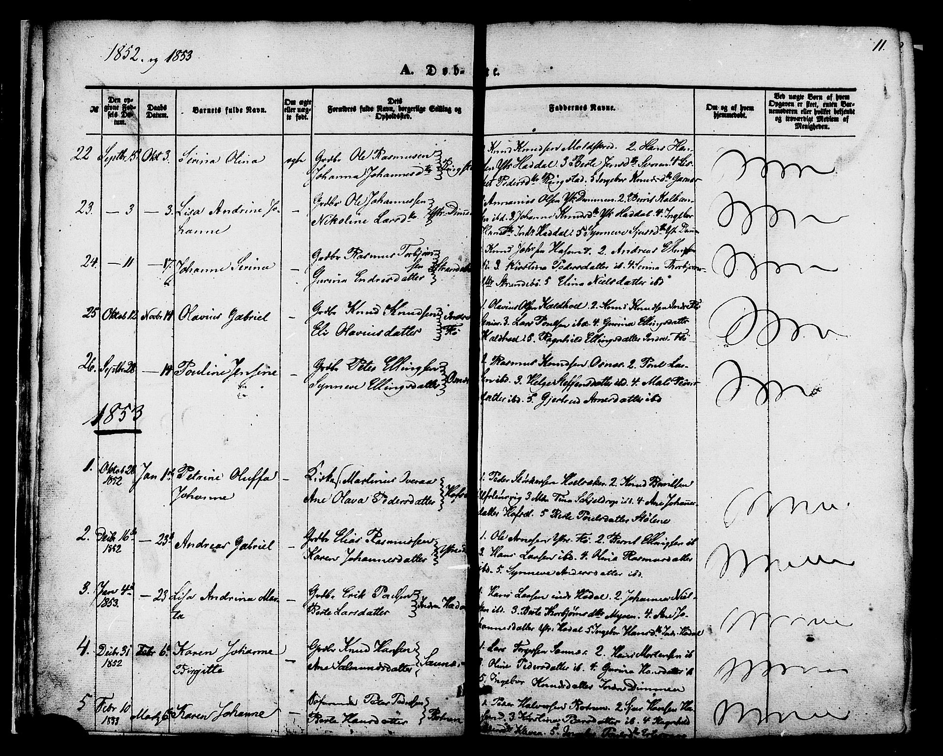 Ministerialprotokoller, klokkerbøker og fødselsregistre - Møre og Romsdal, AV/SAT-A-1454/509/L0105: Parish register (official) no. 509A03, 1848-1882, p. 11