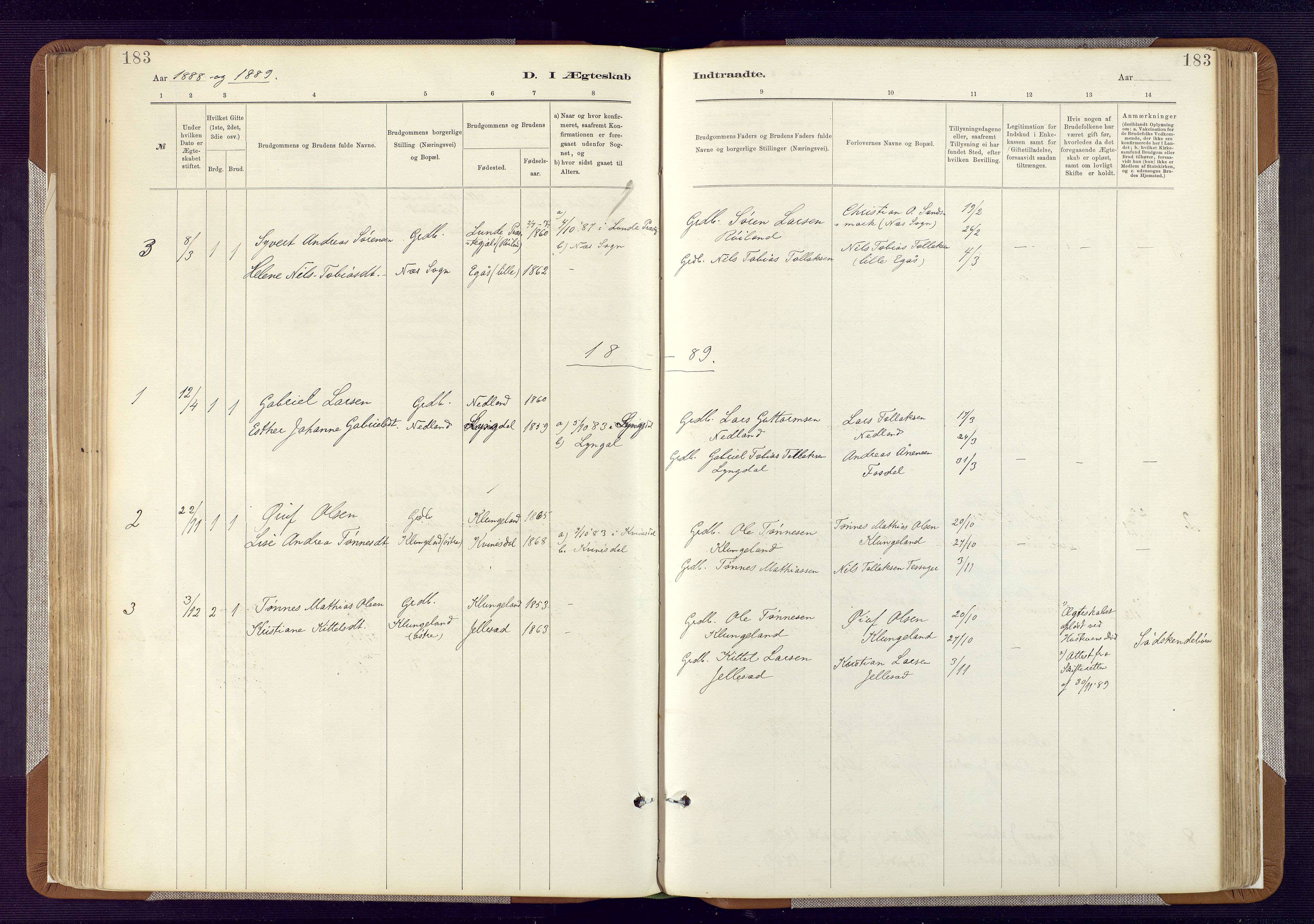Bakke sokneprestkontor, SAK/1111-0002/F/Fa/Fab/L0003: Parish register (official) no. A 3, 1884-1921, p. 183