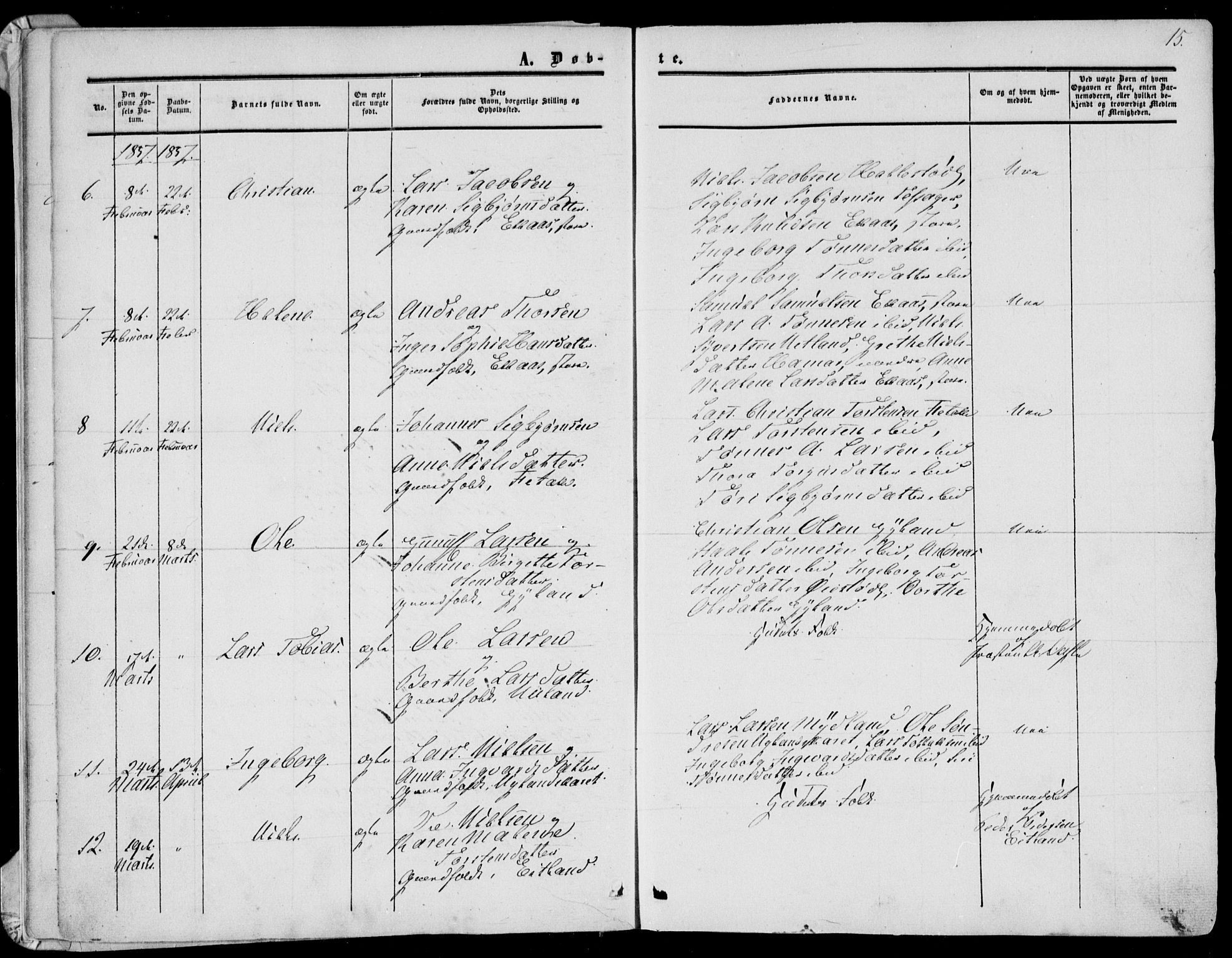 Bakke sokneprestkontor, AV/SAK-1111-0002/F/Fa/Fab/L0002: Parish register (official) no. A 2, 1855-1884, p. 15