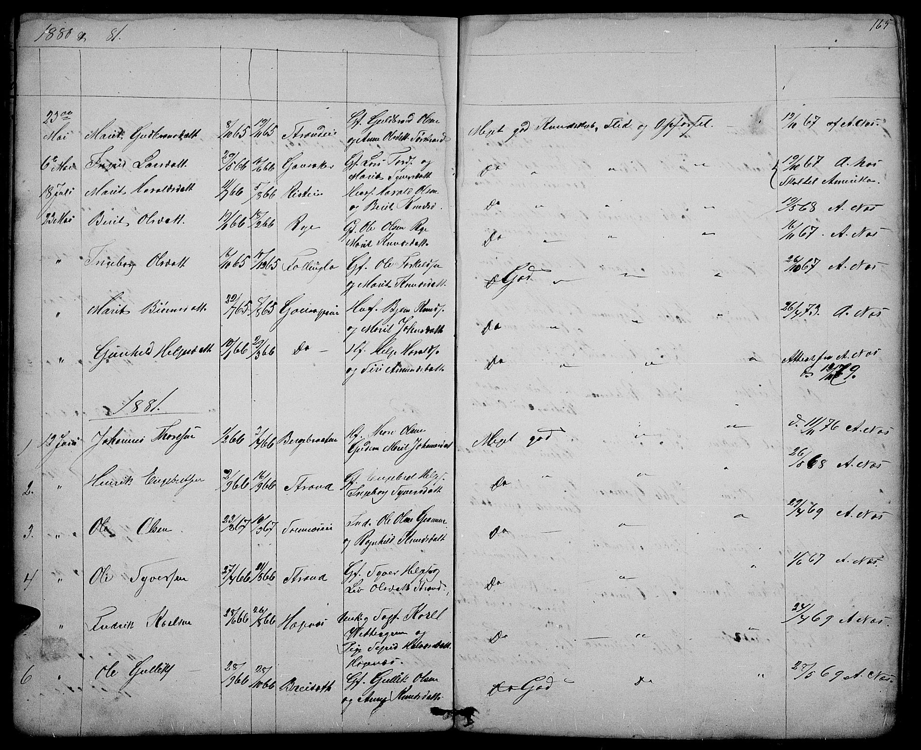 Nord-Aurdal prestekontor, SAH/PREST-132/H/Ha/Hab/L0003: Parish register (copy) no. 3, 1842-1882, p. 165
