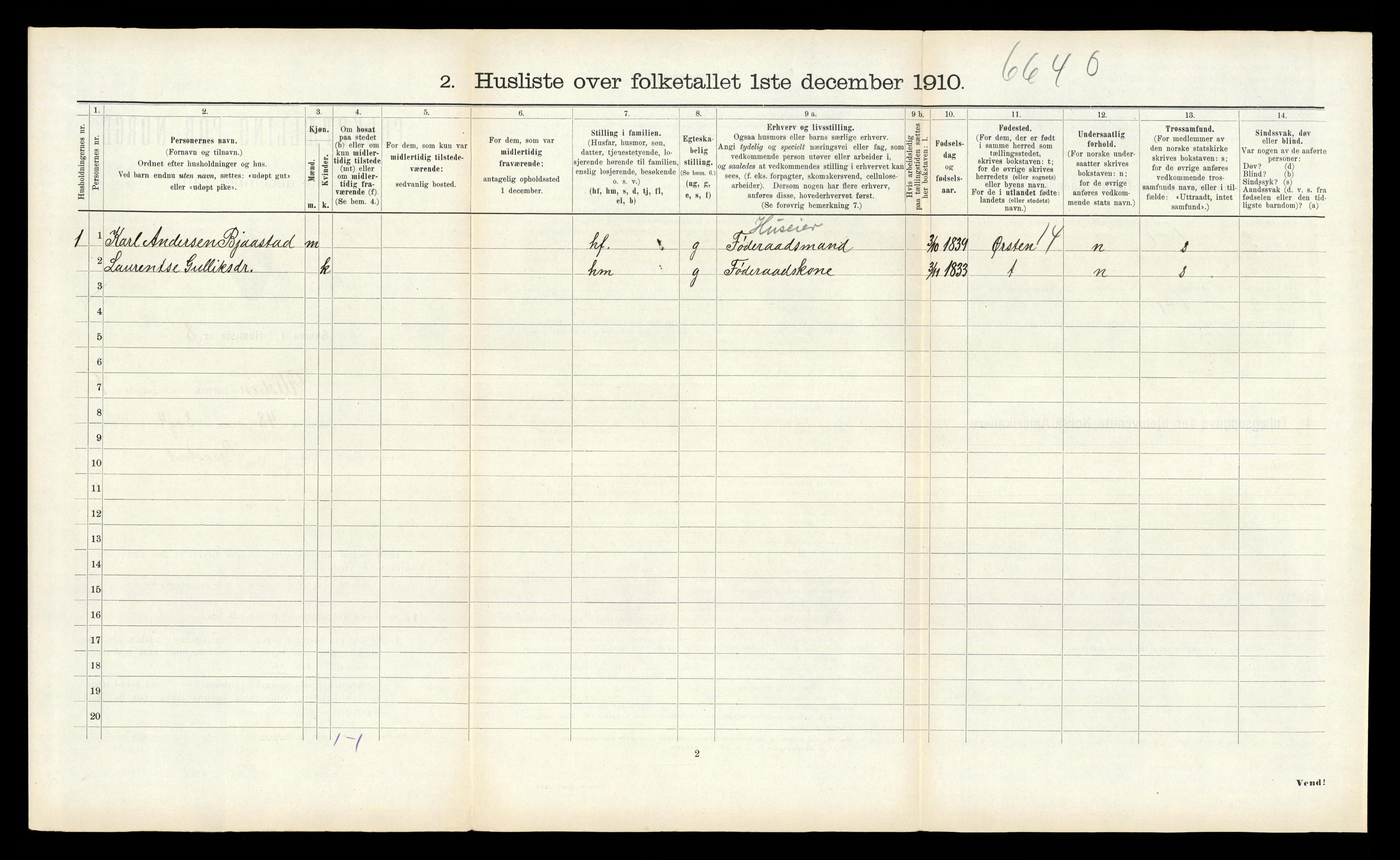 RA, 1910 census for Ulstein, 1910, p. 611