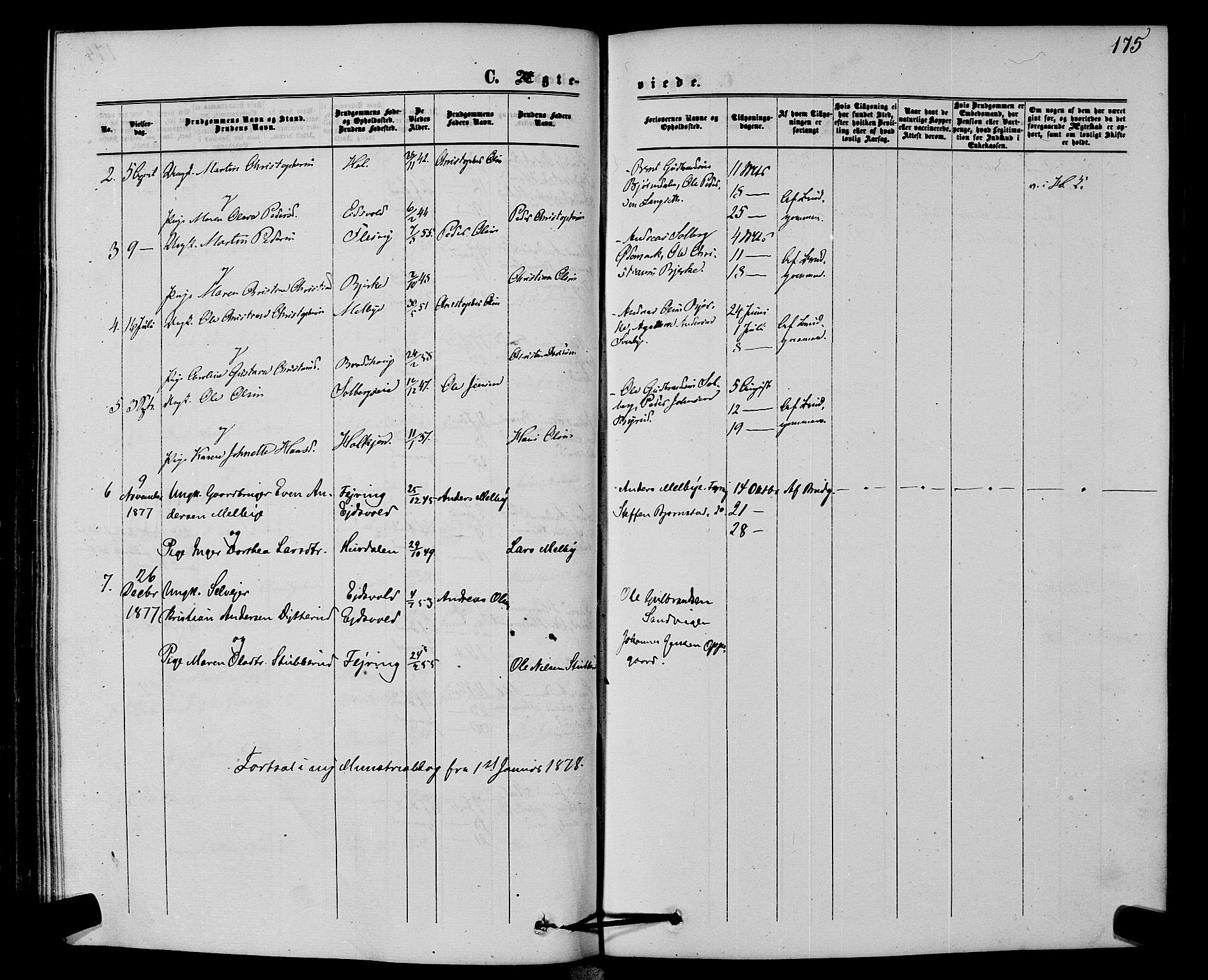 Hurdal prestekontor Kirkebøker, SAO/A-10889/F/Fb/L0002: Parish register (official) no. II 2, 1860-1877, p. 175