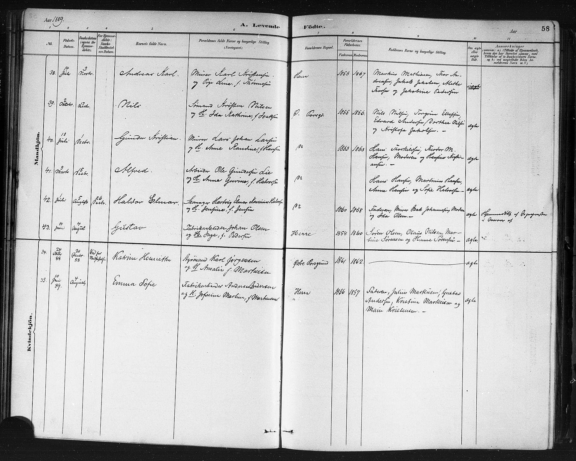 Porsgrunn kirkebøker , SAKO/A-104/G/Gb/L0005: Parish register (copy) no. II 5, 1883-1915, p. 58