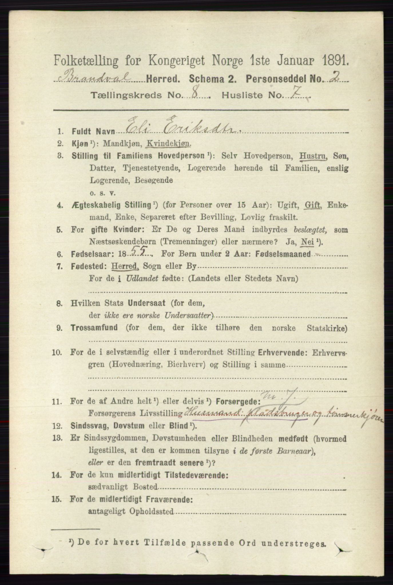 RA, 1891 census for 0422 Brandval, 1891, p. 3872