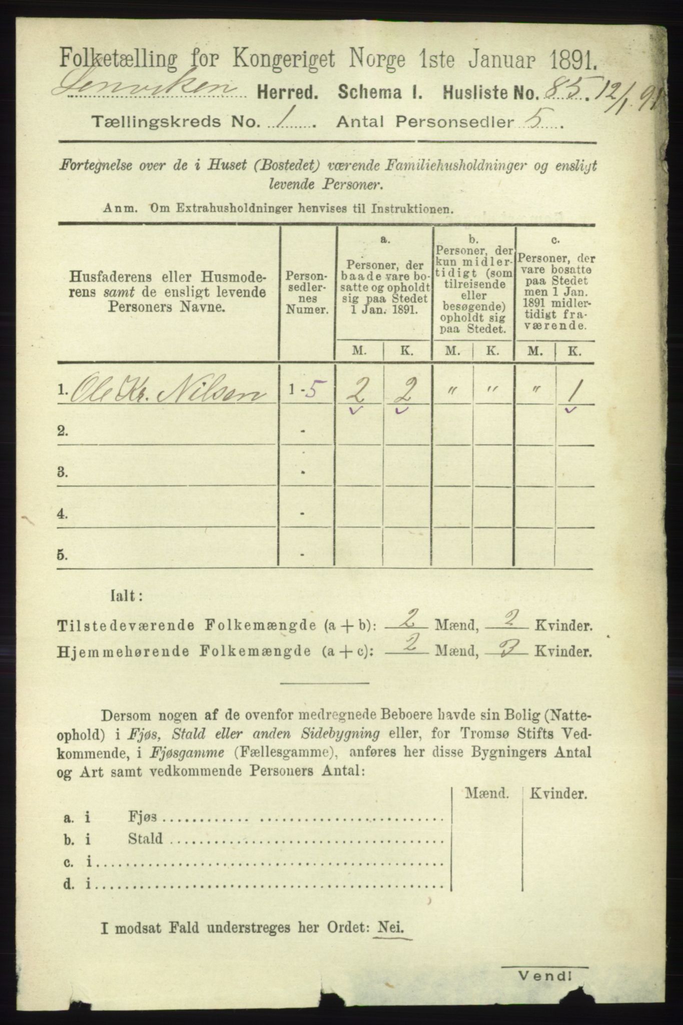 RA, 1891 census for 1931 Lenvik, 1891, p. 108