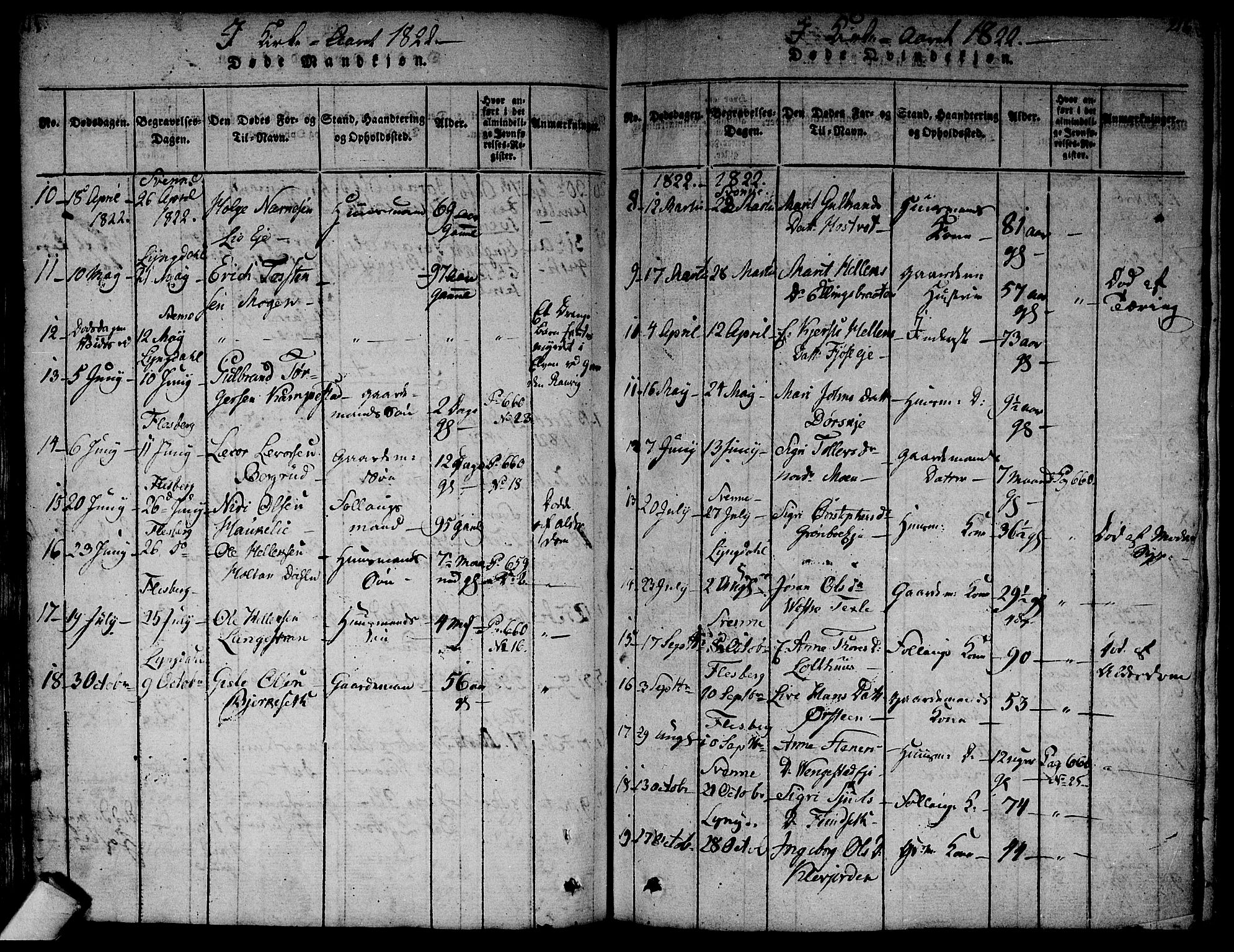 Flesberg kirkebøker, AV/SAKO-A-18/F/Fa/L0005: Parish register (official) no. I 5, 1816-1834, p. 215-216