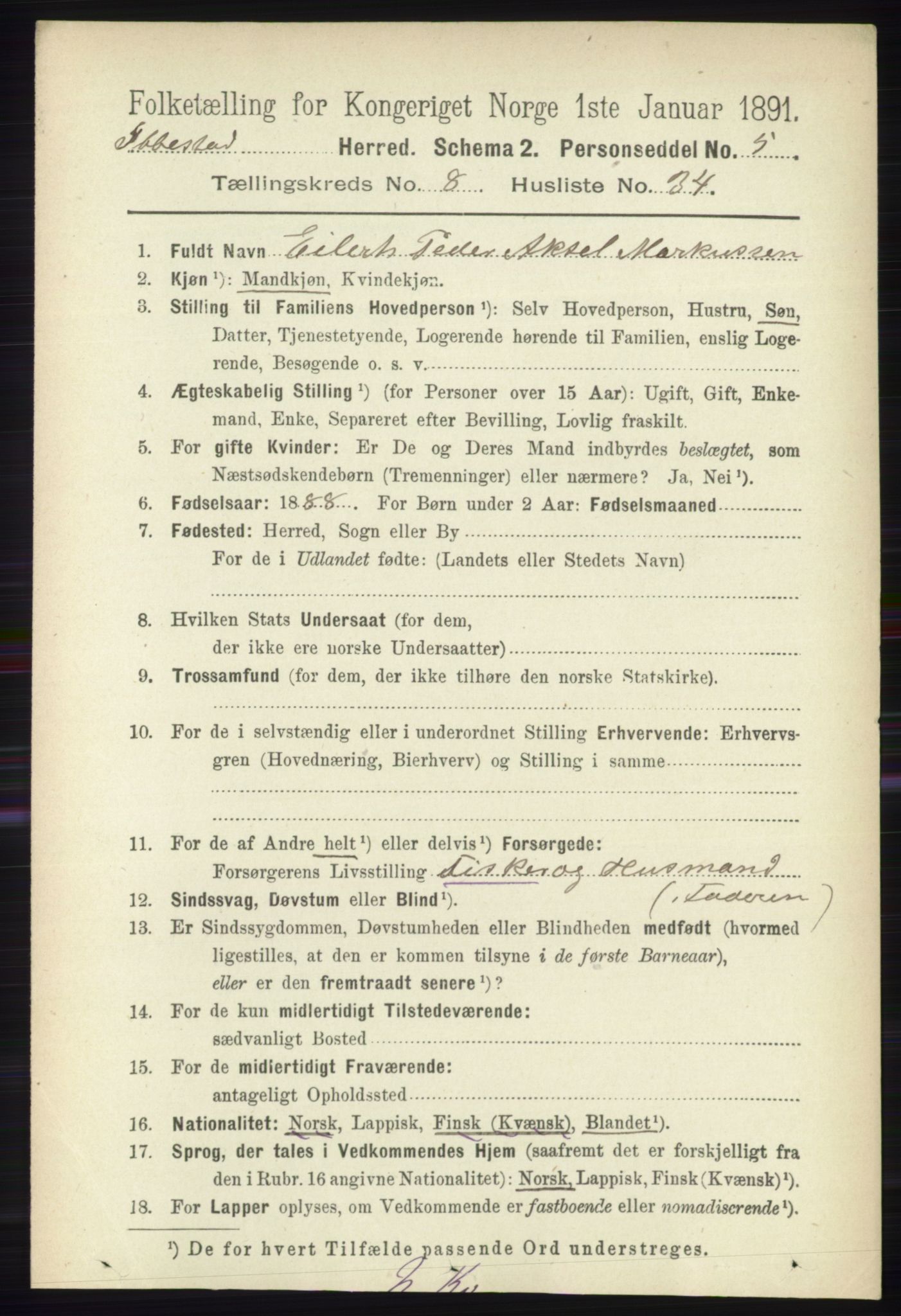 RA, 1891 census for 1917 Ibestad, 1891, p. 5427