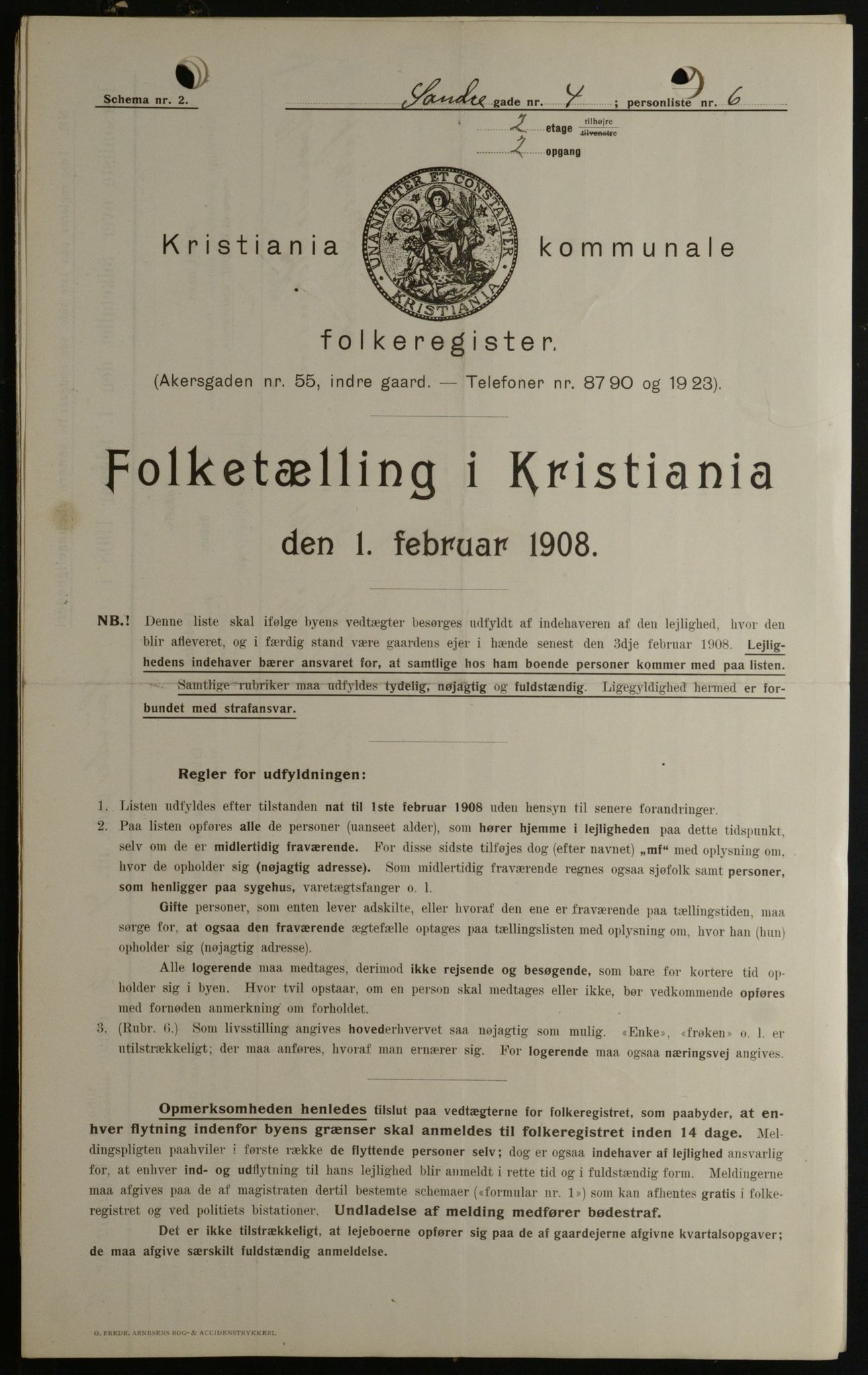 OBA, Municipal Census 1908 for Kristiania, 1908, p. 95575