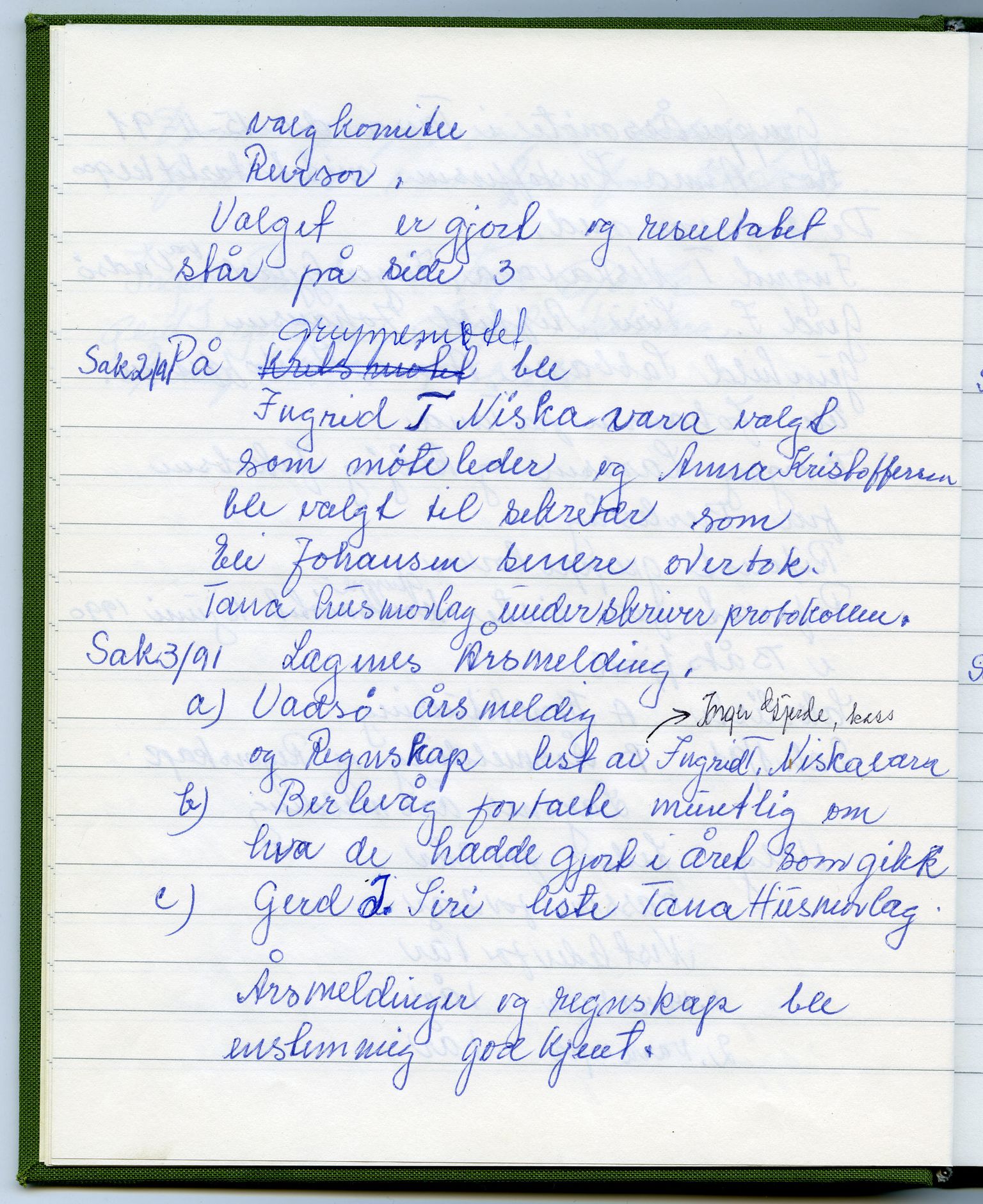 Finnmark krets av Norges Kvinne- og familieforbund, FMFB/A-1233/A/Ac/L0014: Protokoll for gruppemøte Ishavsgruppen 1990-1994, 1990-1994