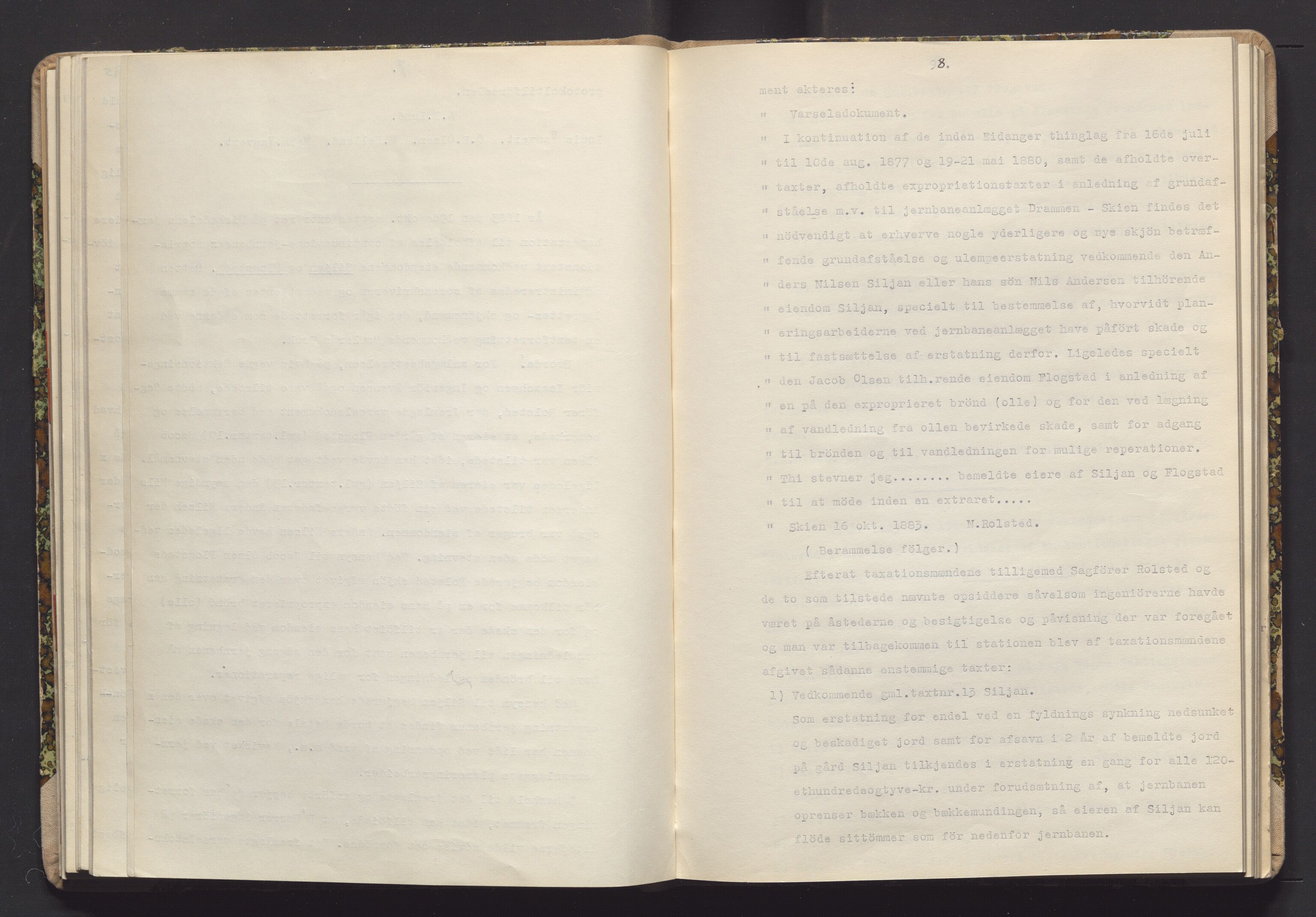 Norges Statsbaner Drammen distrikt (NSB), AV/SAKO-A-30/Y/Yc/L0007: Takster Vestfoldbanen strekningen Eidanger-Porsgrunn-Gjerpen samt sidelinjen Eidanger-Brevik, 1877-1896, p. 98