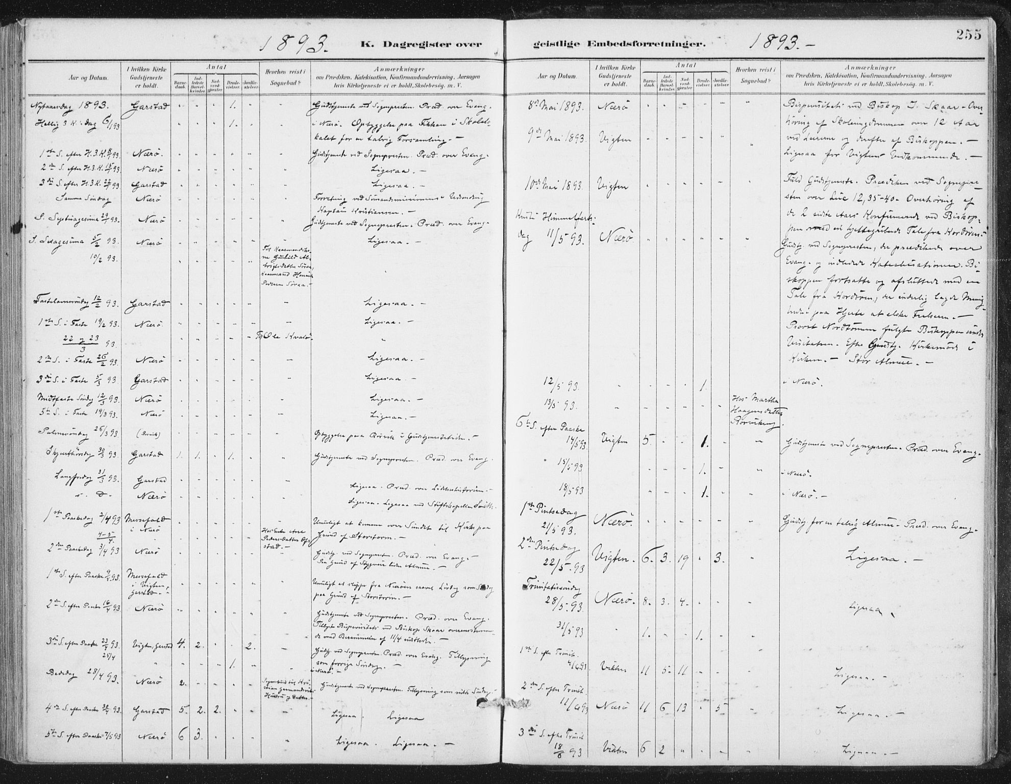 Ministerialprotokoller, klokkerbøker og fødselsregistre - Nord-Trøndelag, SAT/A-1458/784/L0673: Parish register (official) no. 784A08, 1888-1899, p. 255