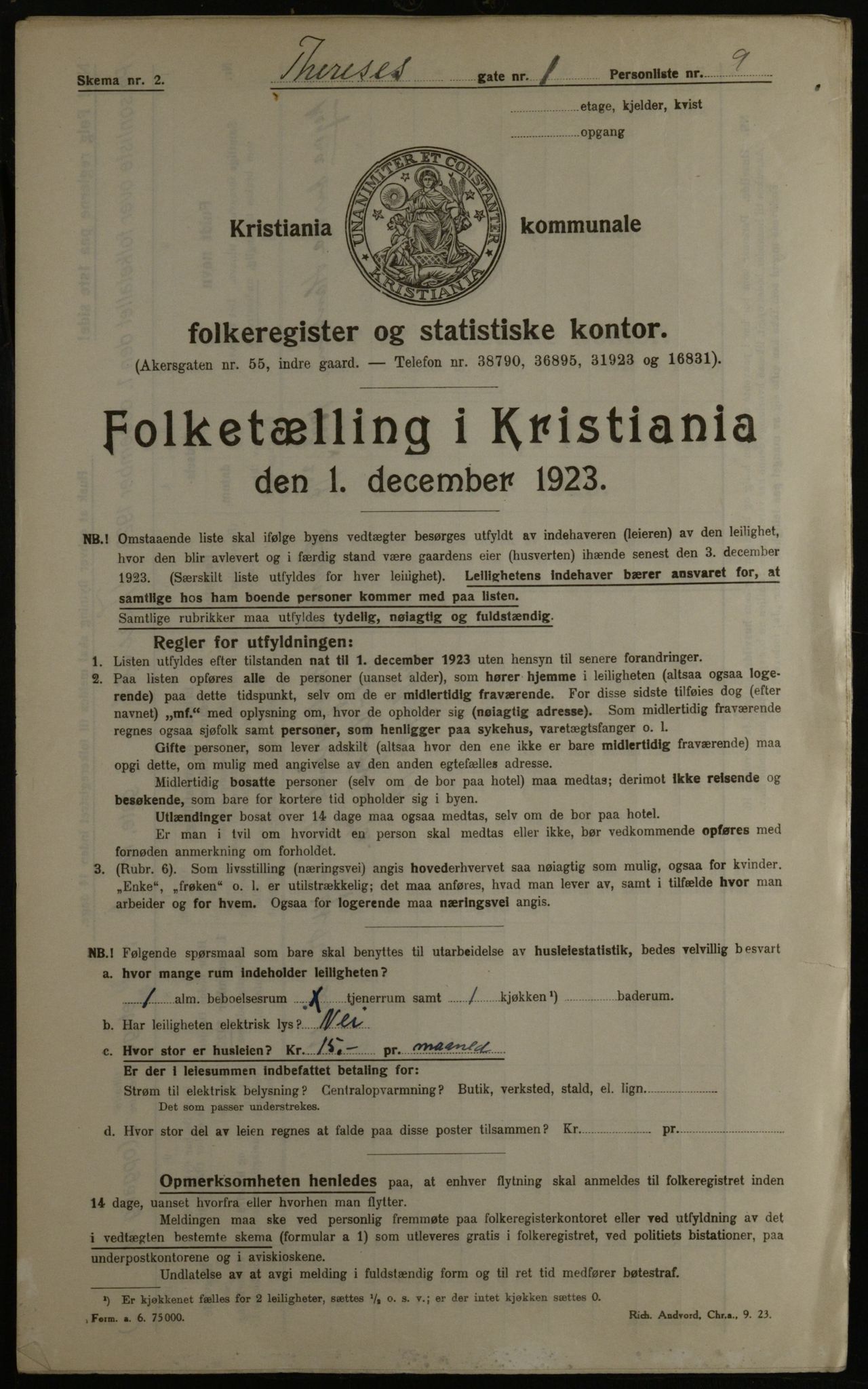 OBA, Municipal Census 1923 for Kristiania, 1923, p. 118952