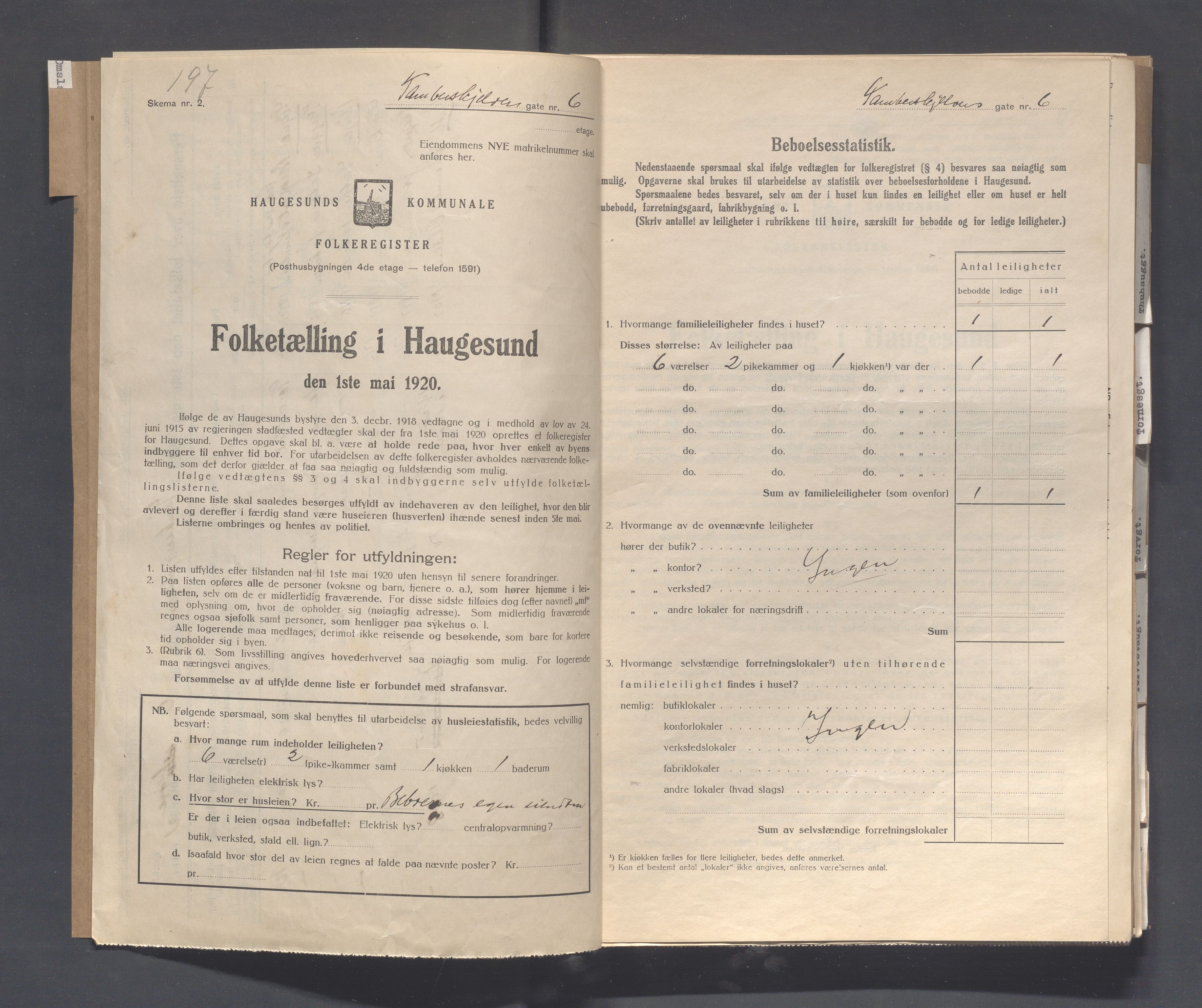 IKAR, Local census 1.5.1920 for Haugesund, 1920, p. 5160