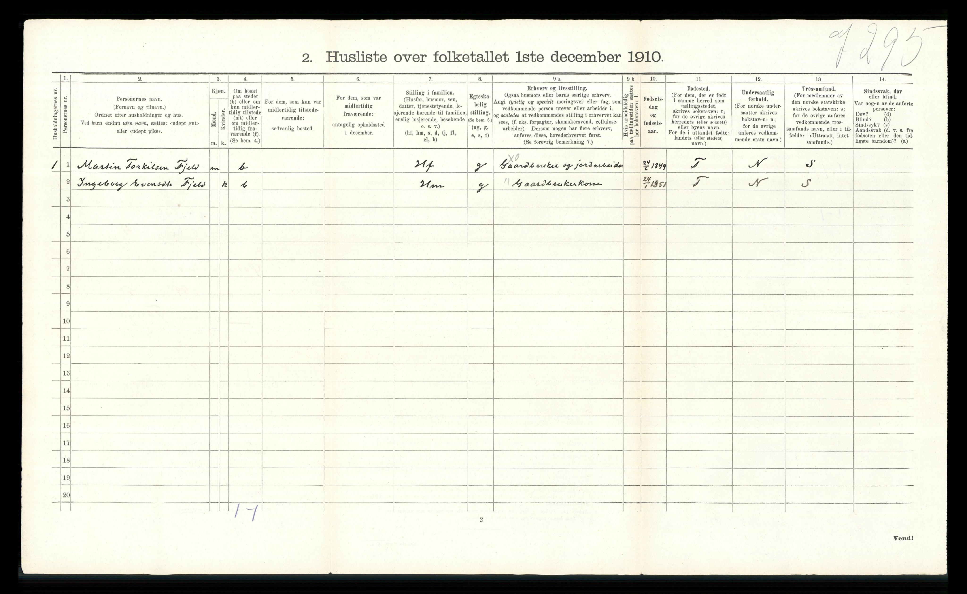 RA, 1910 census for Østre Toten, 1910, p. 1360